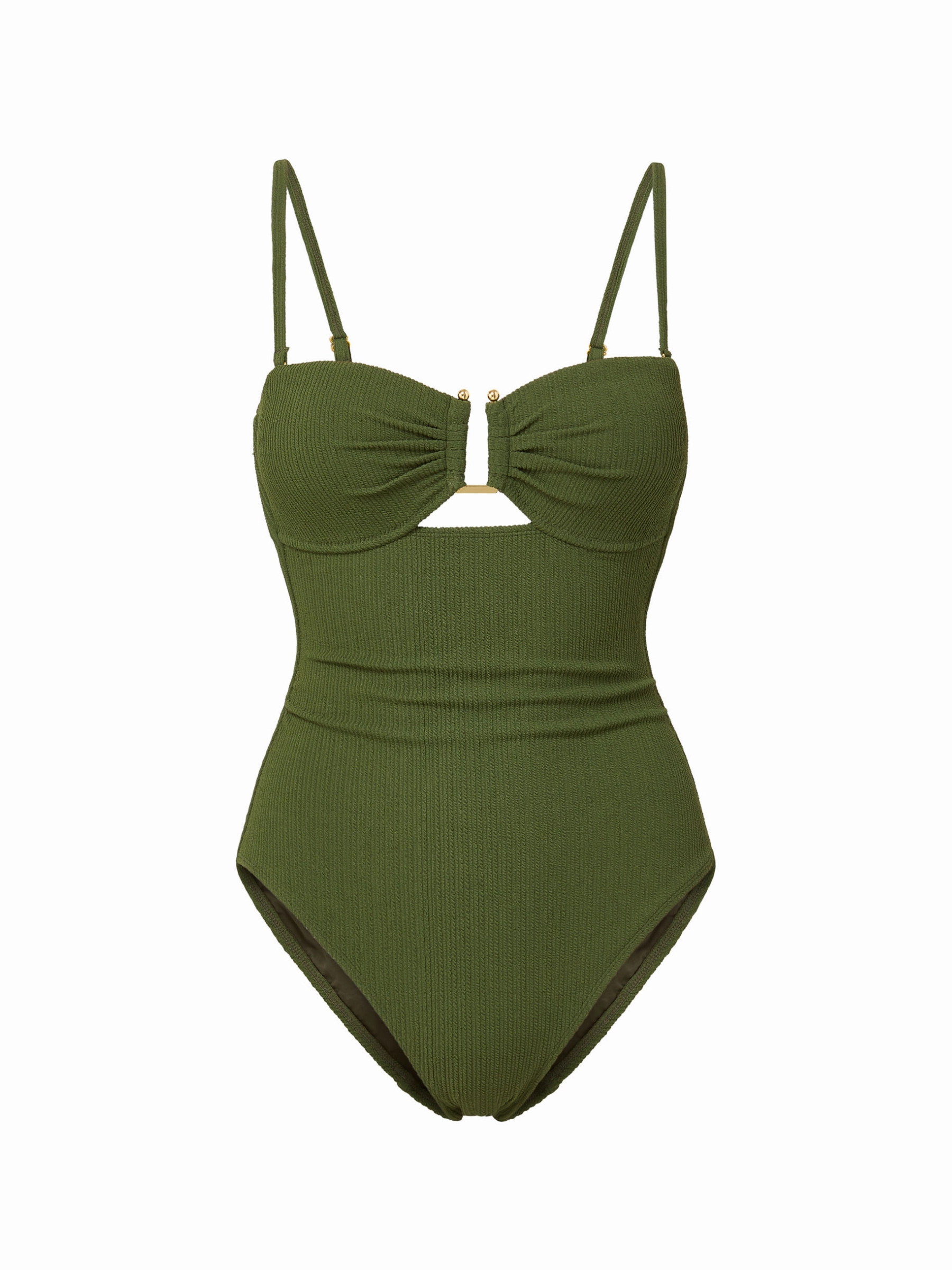 Juliette One Piece In Olive Texture Hydrodynamic Cut UPF Protective Layer