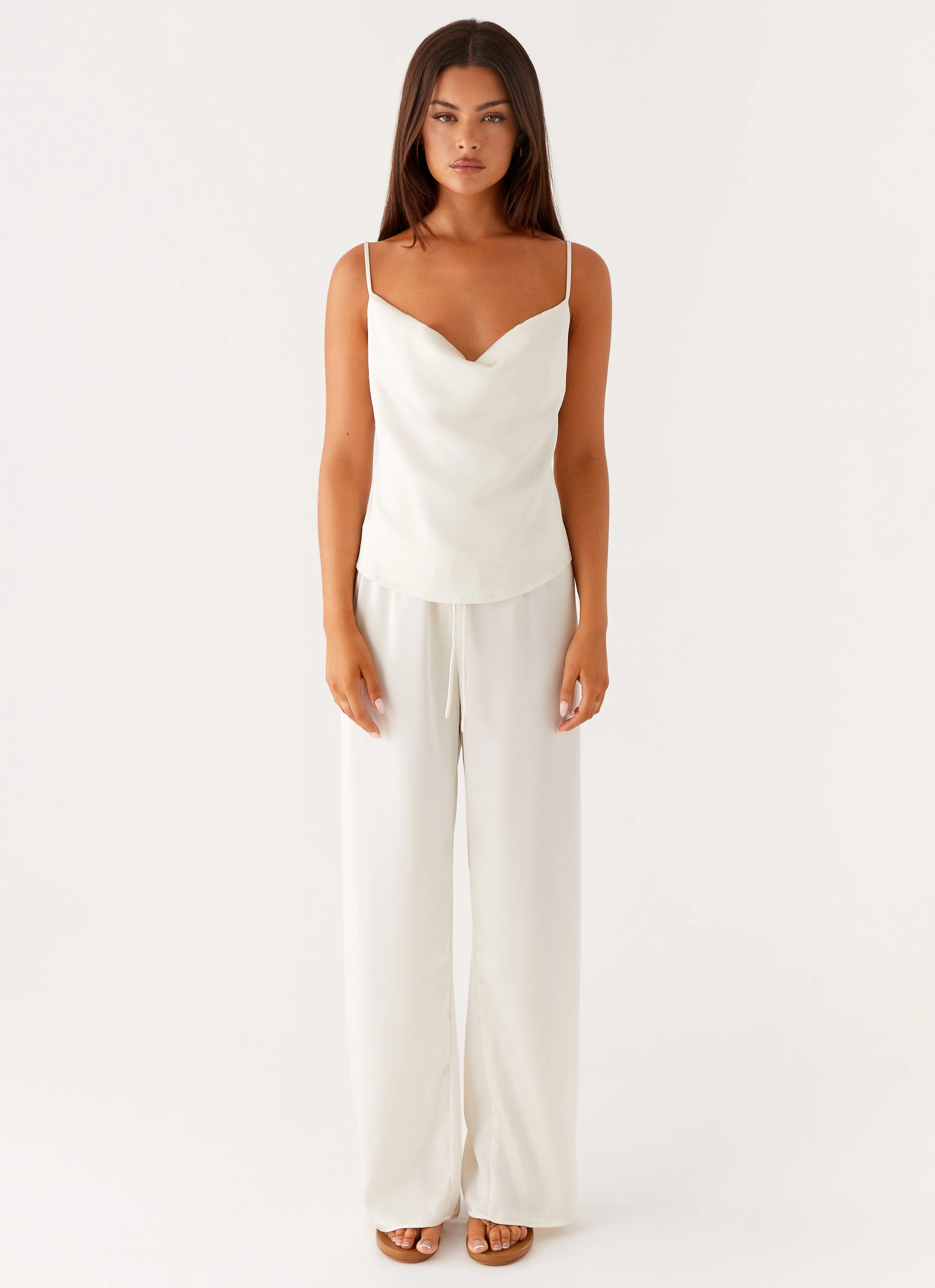 Recycled Fiber Blend Sport Hoodie Kaia Cowl Neck Top - Butter