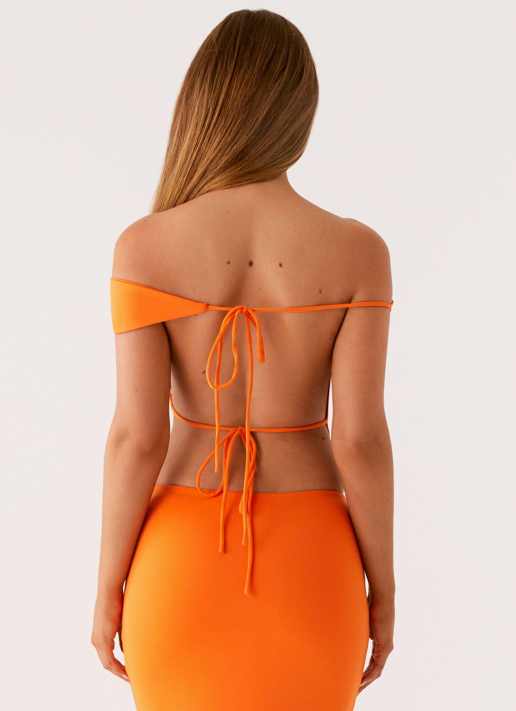 Kamara Off Shoulder Top - Orange Activewear Top