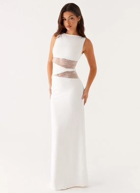 Karma Maxi Dress - White Modern Appeal Kimono-Sleeve