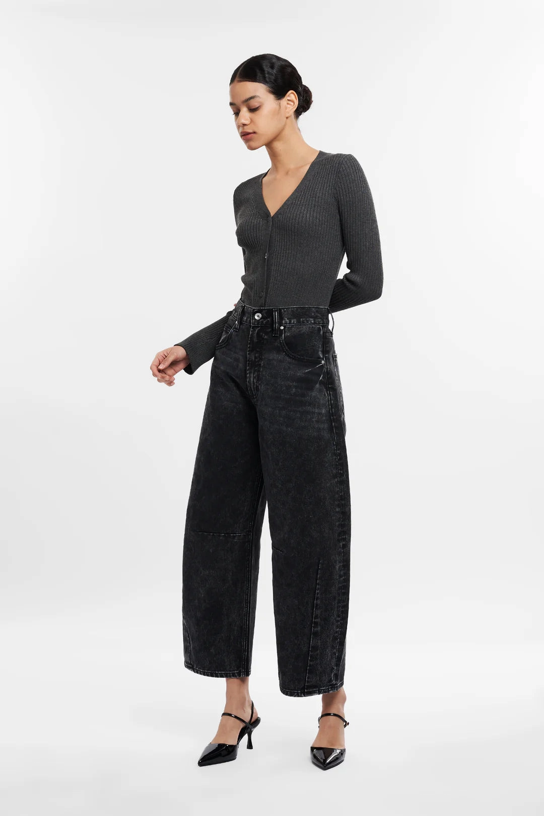 Cozy Layering Elastic Cuff Katia Barrel Leg Jeans