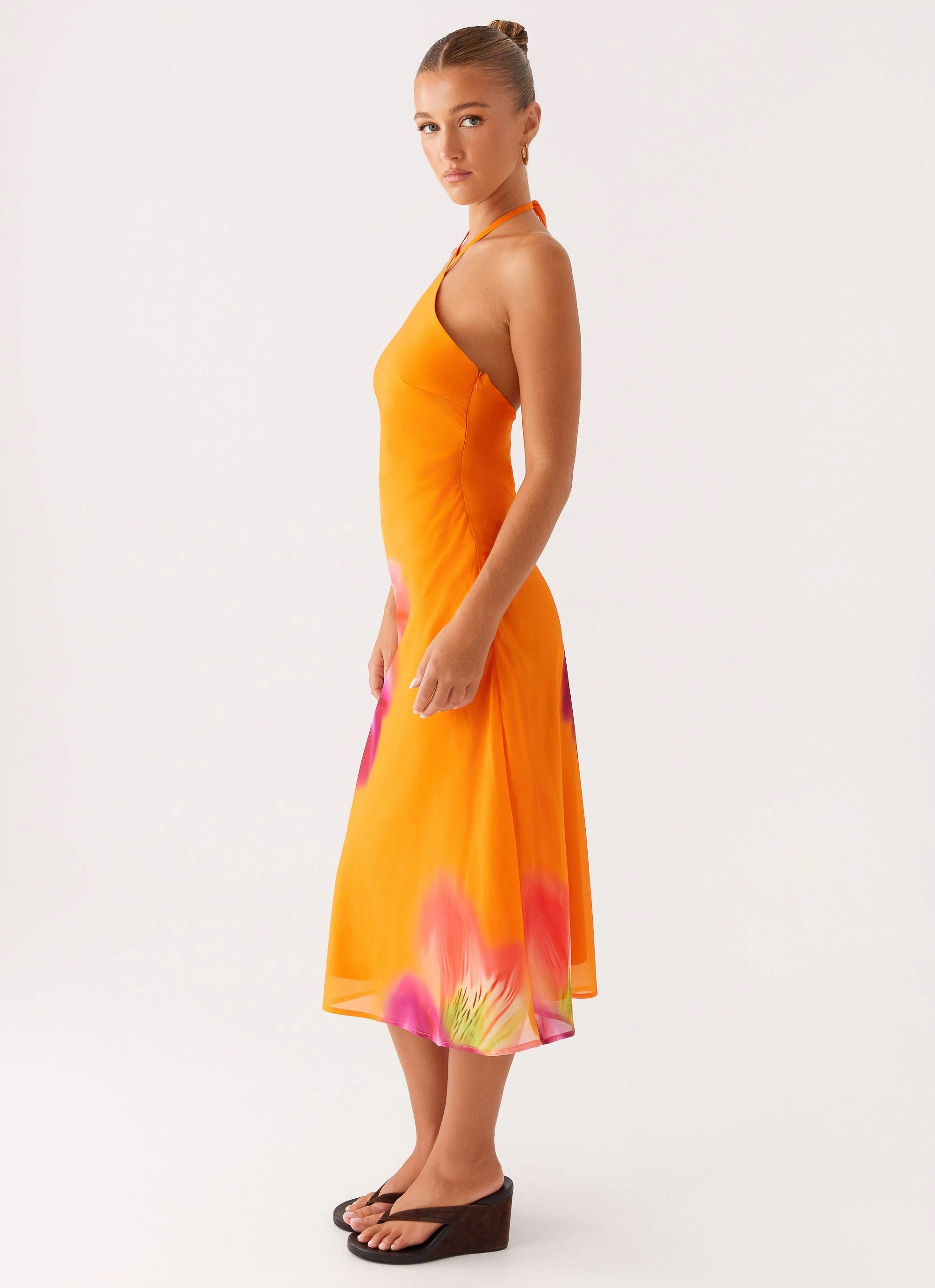 Trendy Cut Kea Midi Dress - Orange Tropical