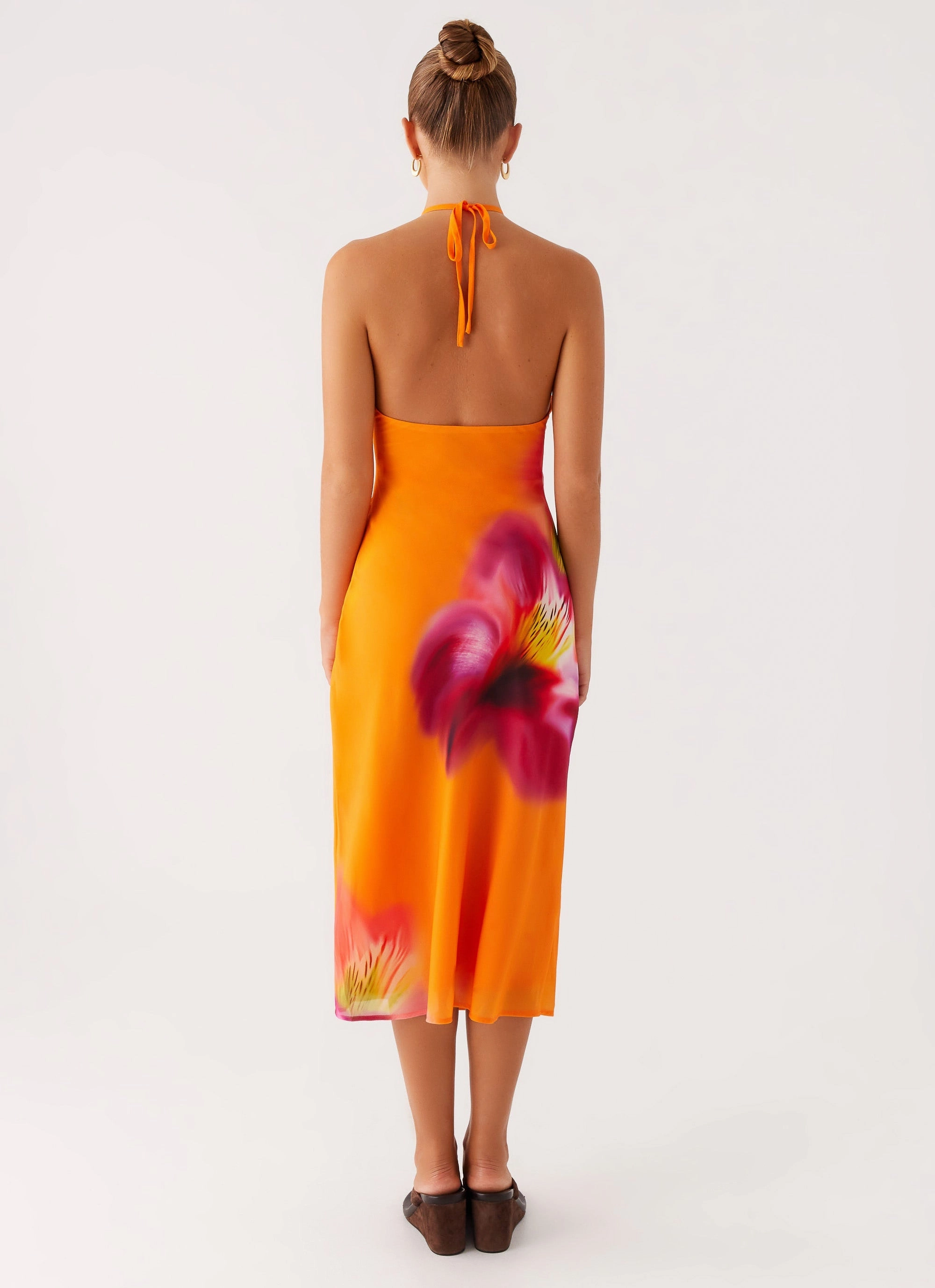 Kea Midi Dress - Orange Tropical Cloud Light