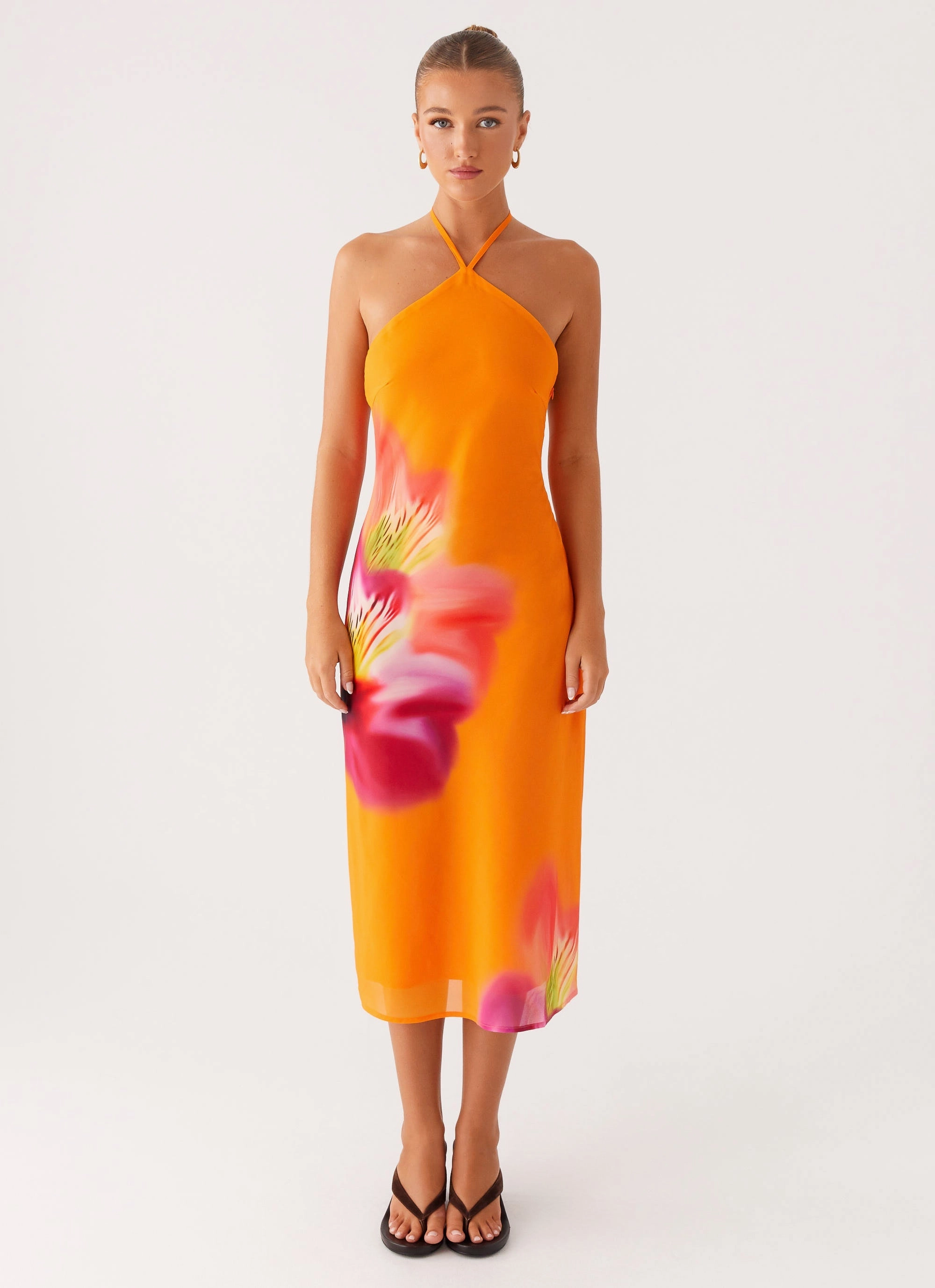 Kea Midi Dress - Orange Tropical Style focused