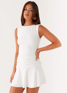 Light Drape Timeless Comfort Wear Kelda Mini Dress - White
