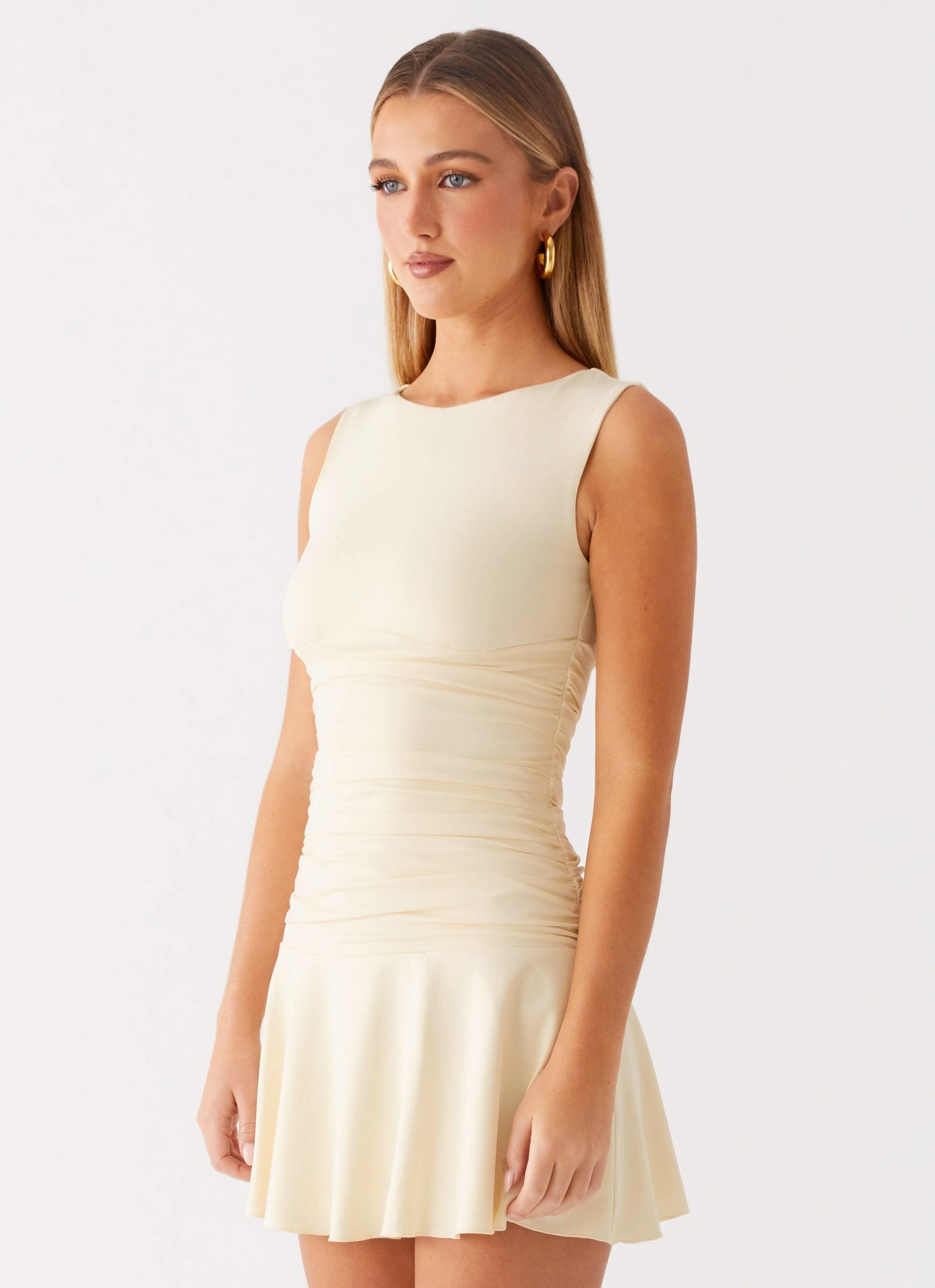 Kelda Mini Dress - Yellow Stretch Fabric