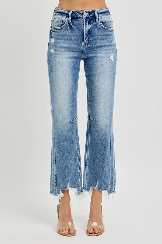 NonRestrictive UltraSoftLining Kenny High Rise Crop Straight Distressed Hem Jeans