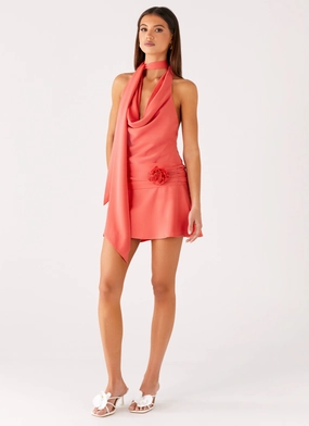 Delicate Lines Red Carpet Kenzie Mini Dress - Coral