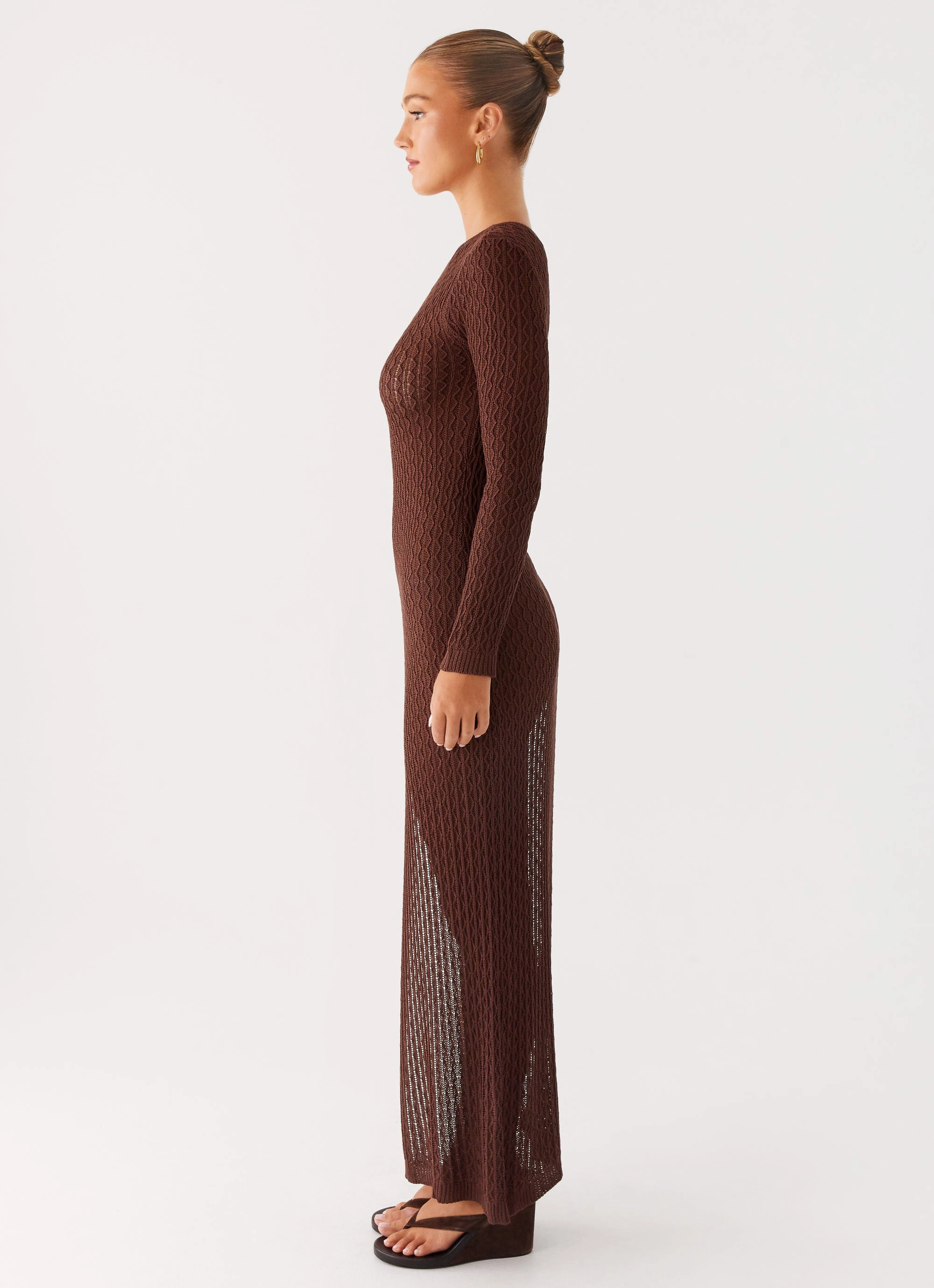 custom-fit Kerri Knit Maxi Dress - Dark Chocolate