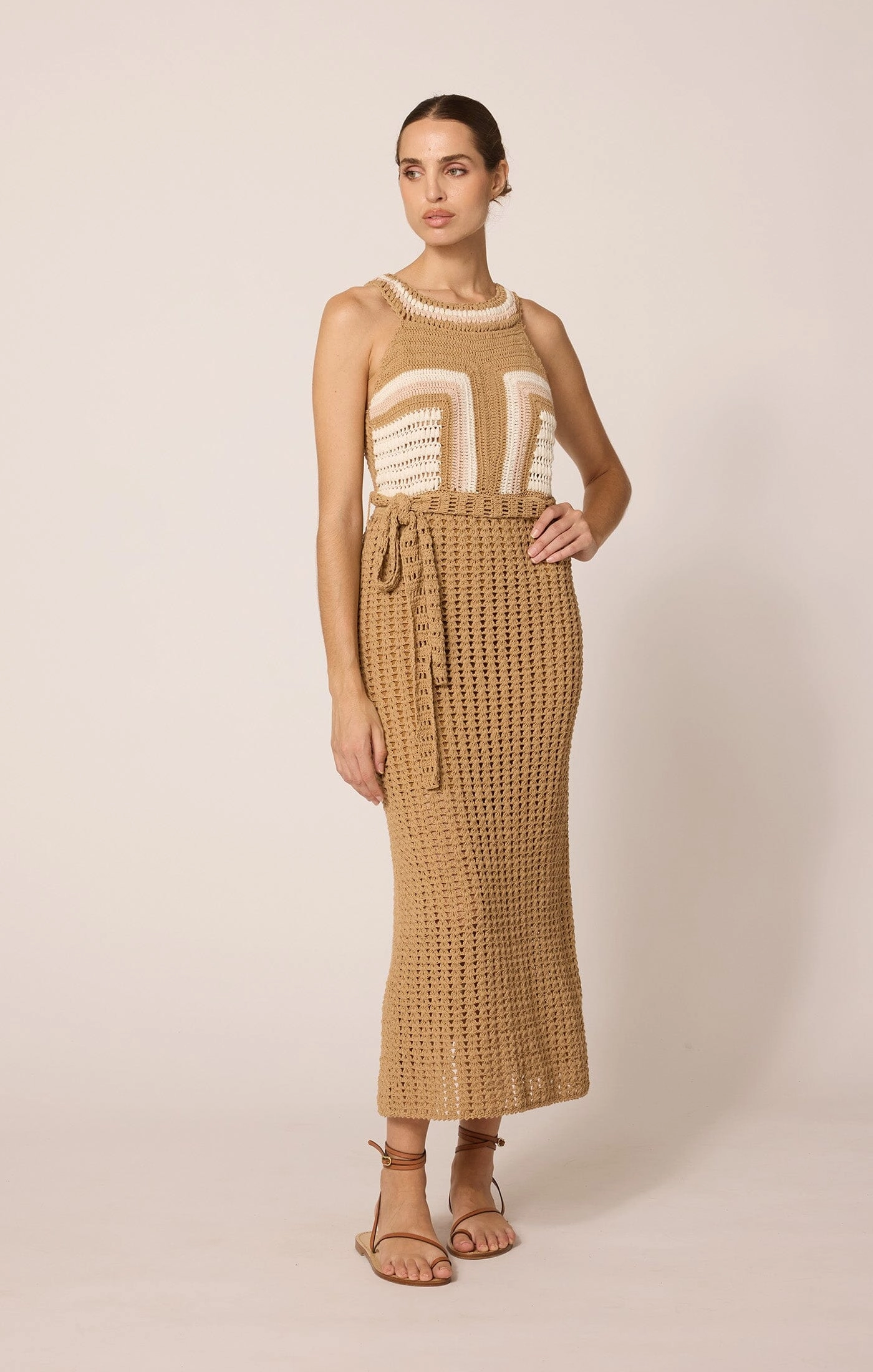 Warm Touch Kiana Crochet Midi Dress | Beige