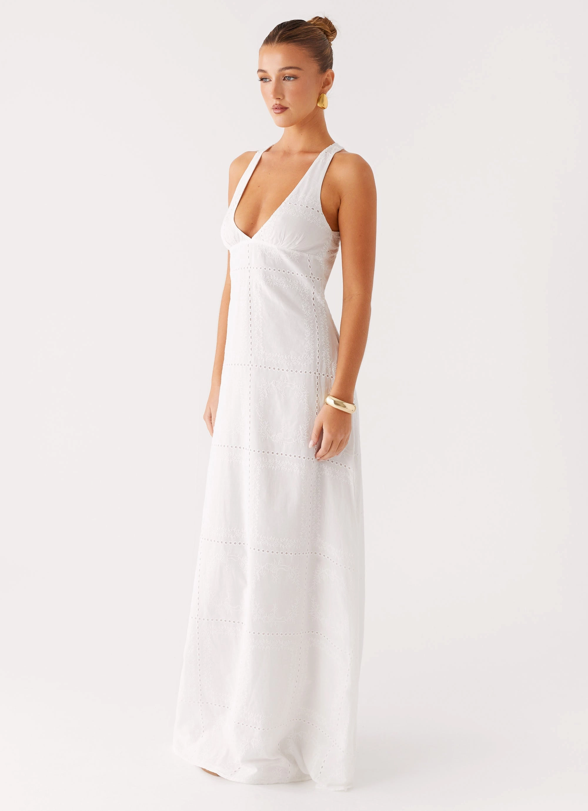 Kiana Halter Maxi Dress - White tailored look