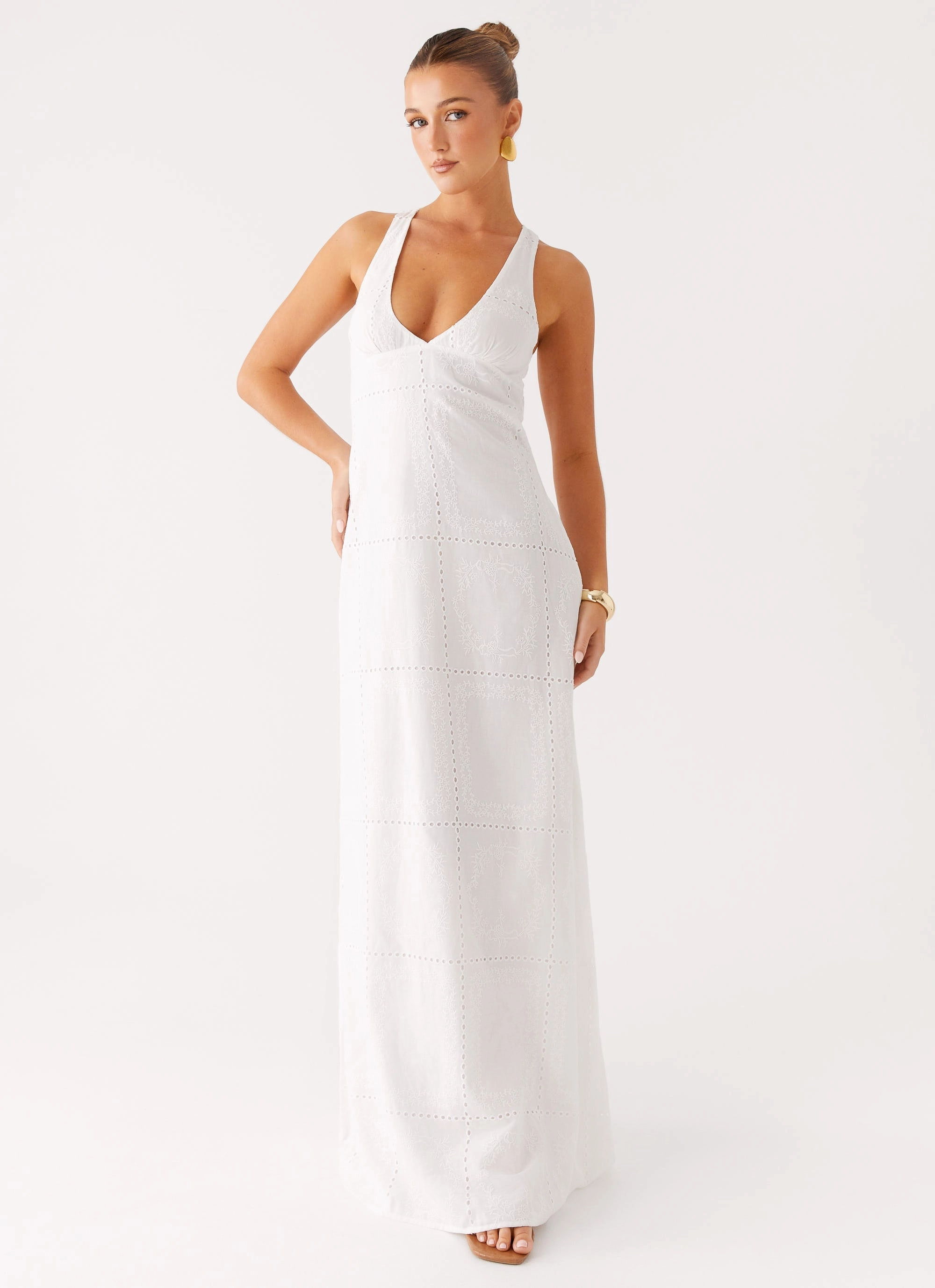 Kiana Halter Maxi Dress - White Weekend Feel