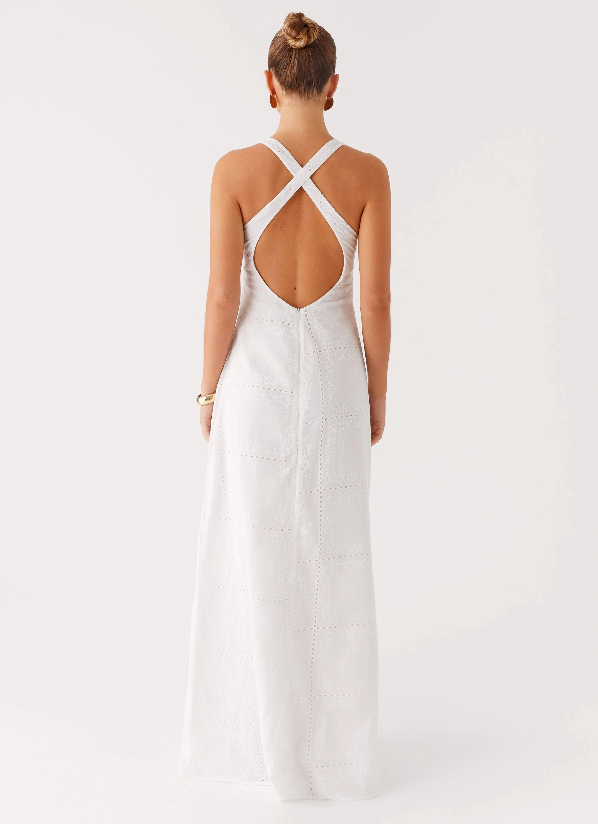 Kiana Halter Maxi Dress - White Travel Edge Work Favorite