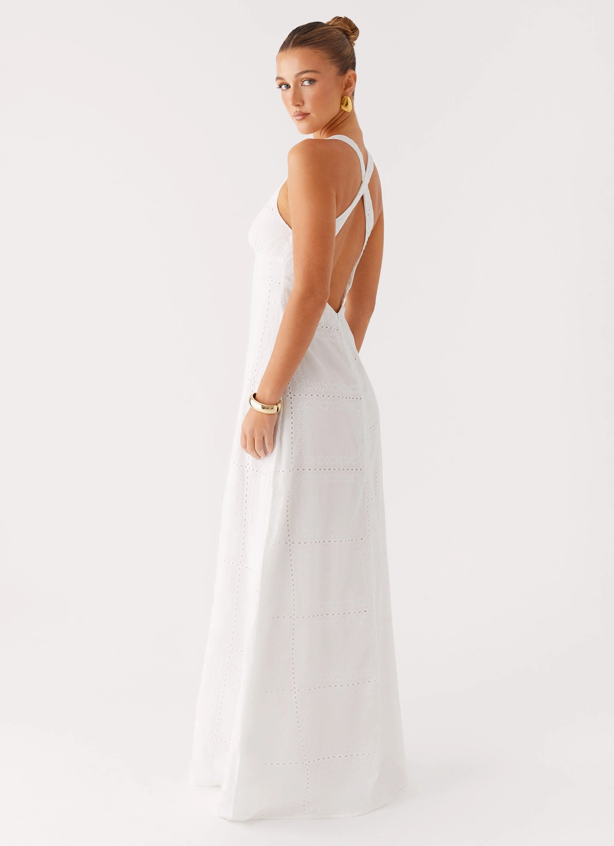 Kiana Halter Maxi Dress - White Smooth Look Dreamy Presence