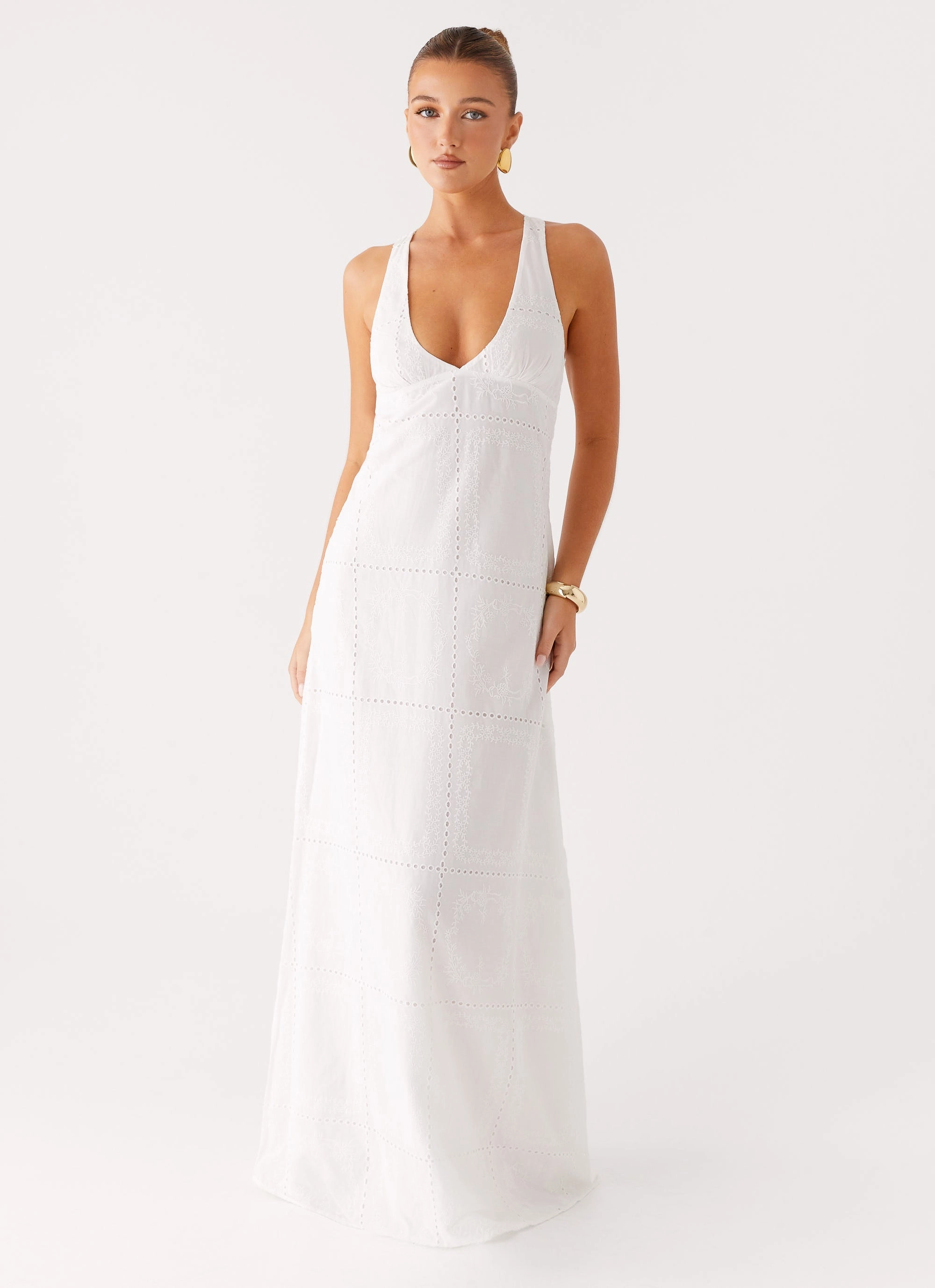 Structured Fit Kiana Halter Maxi Dress - White