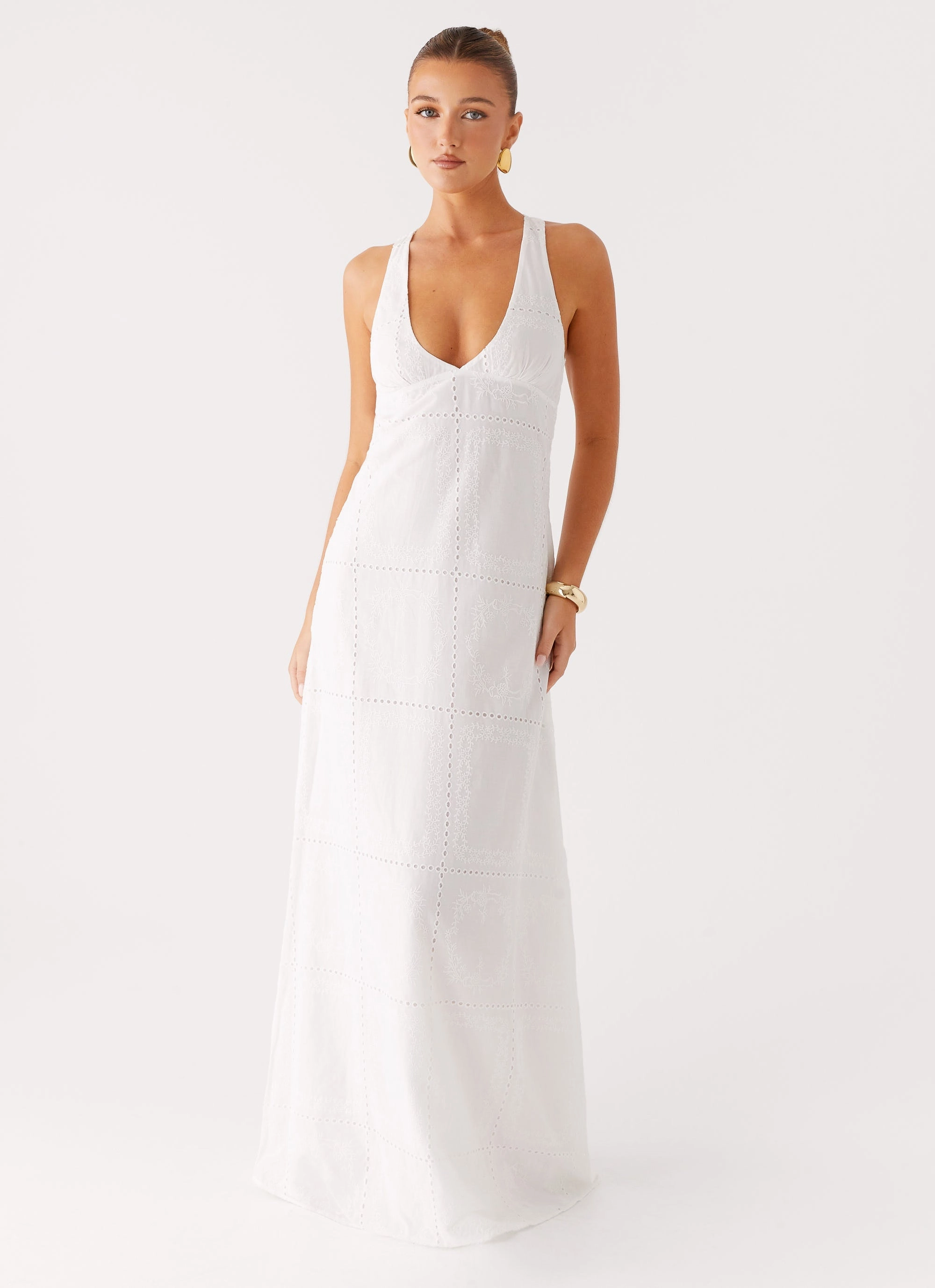 Kiana Halter Maxi Dress - White Flare Breeze