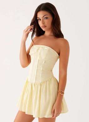 Fresh Tones Soft Stretch Kienna Strapless Mini Dress - Yellow