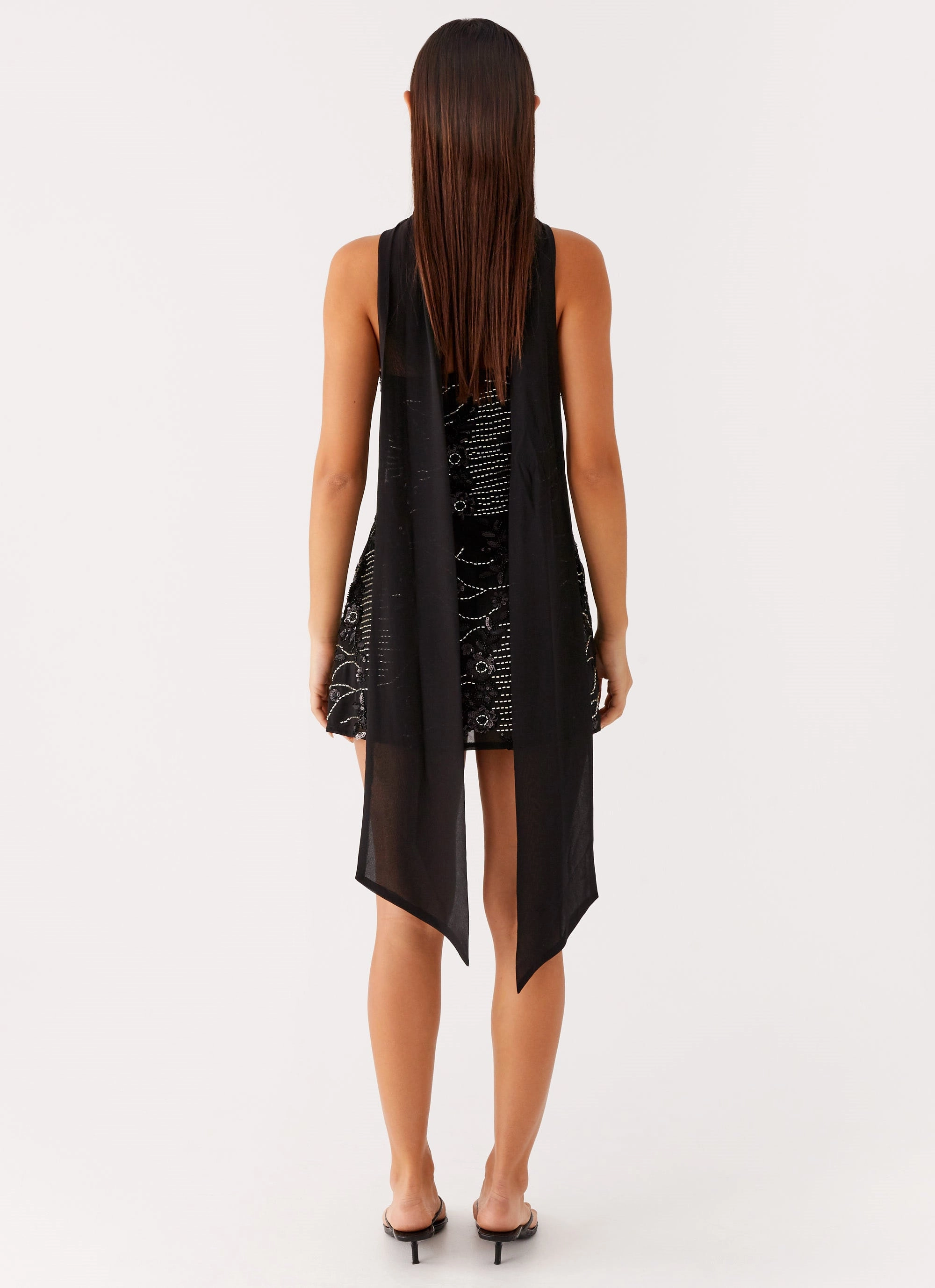 Kiesha Strapless Scarf Mini Dress - Black Subtle Touch