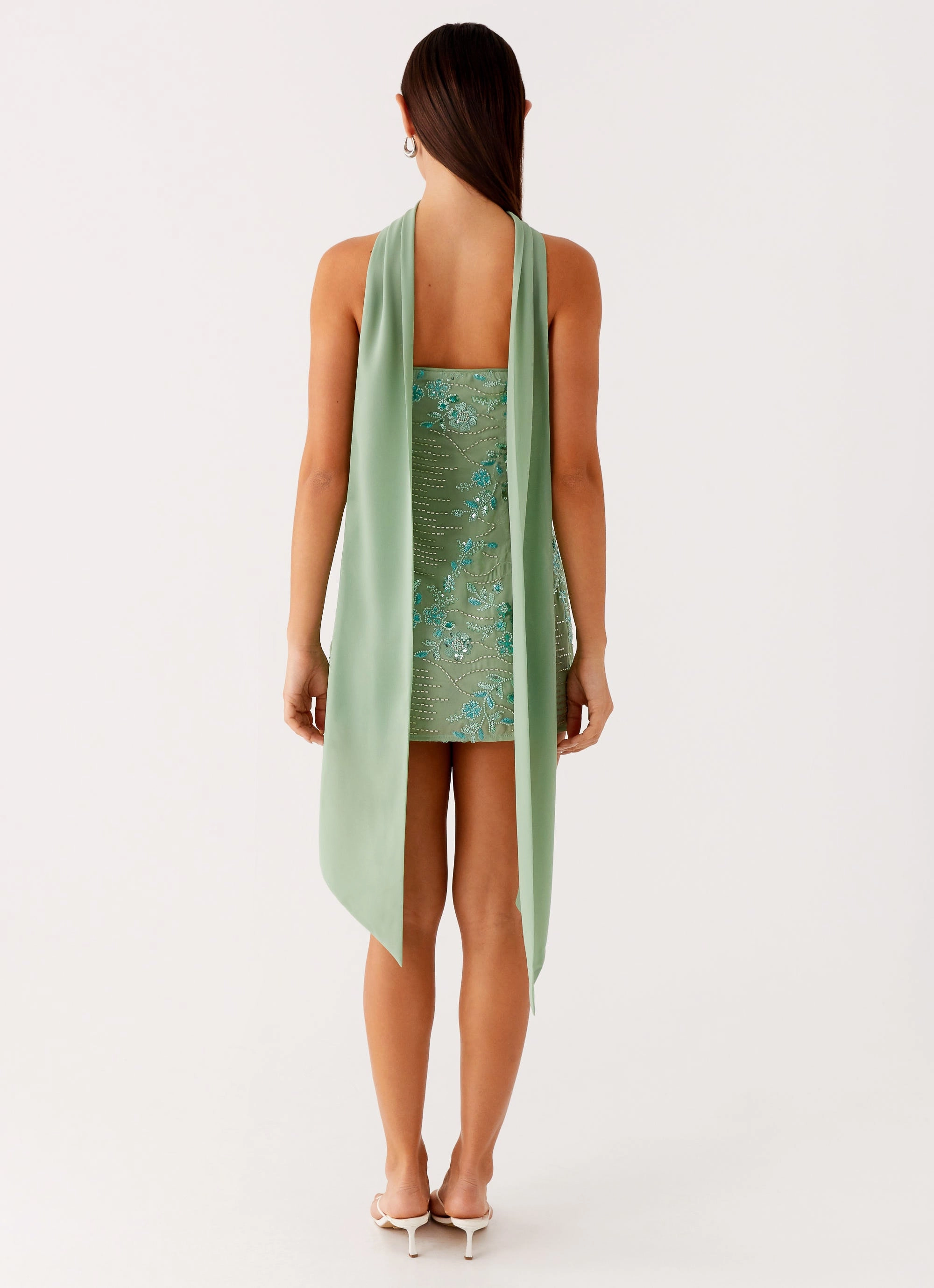 Cut-Out-Detail Sophisticated Edge Kiesha Strapless Scarf Mini Dress - Mint