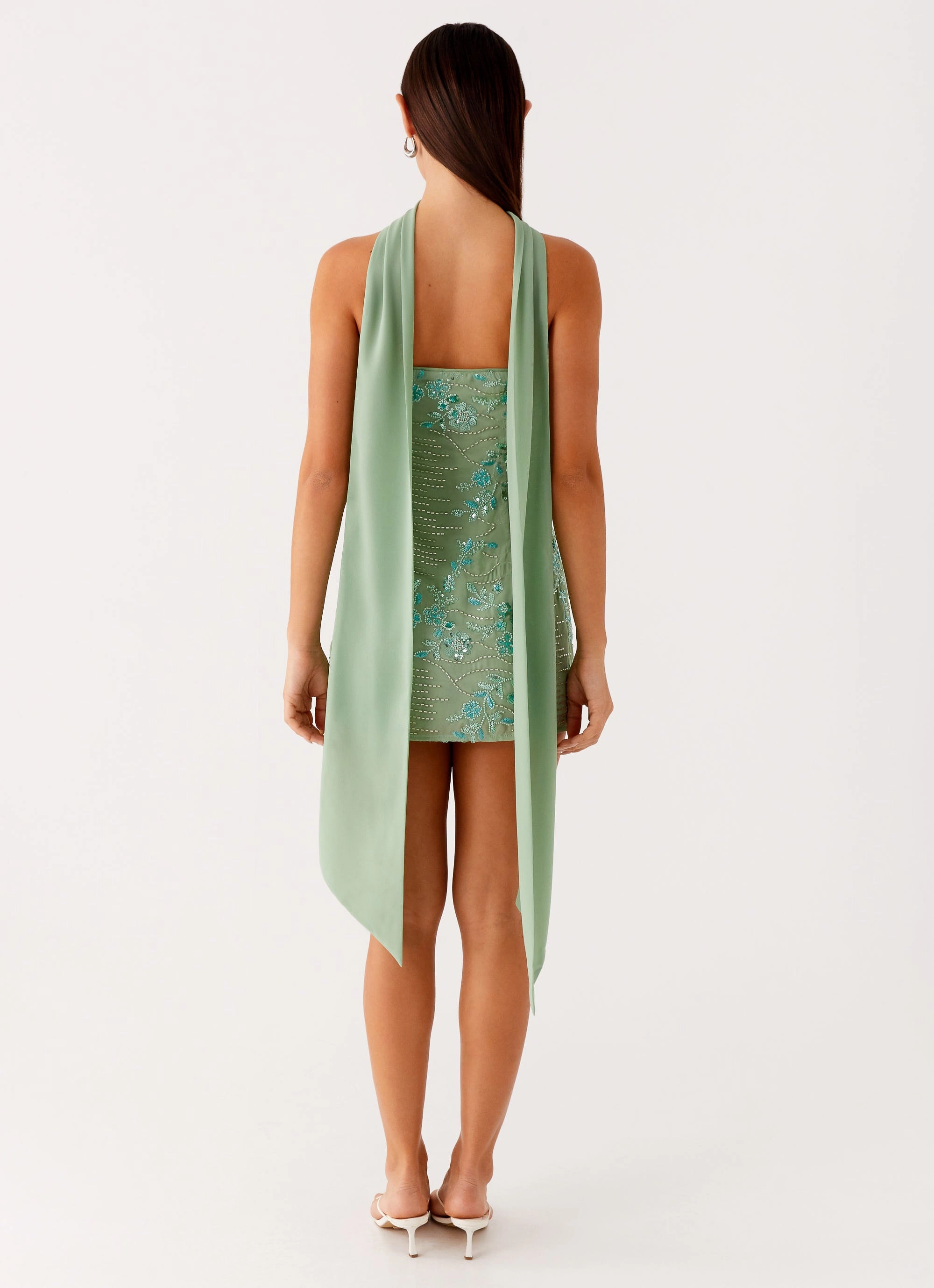 Art-Gallery Kiesha Strapless Scarf Mini Dress - Mint