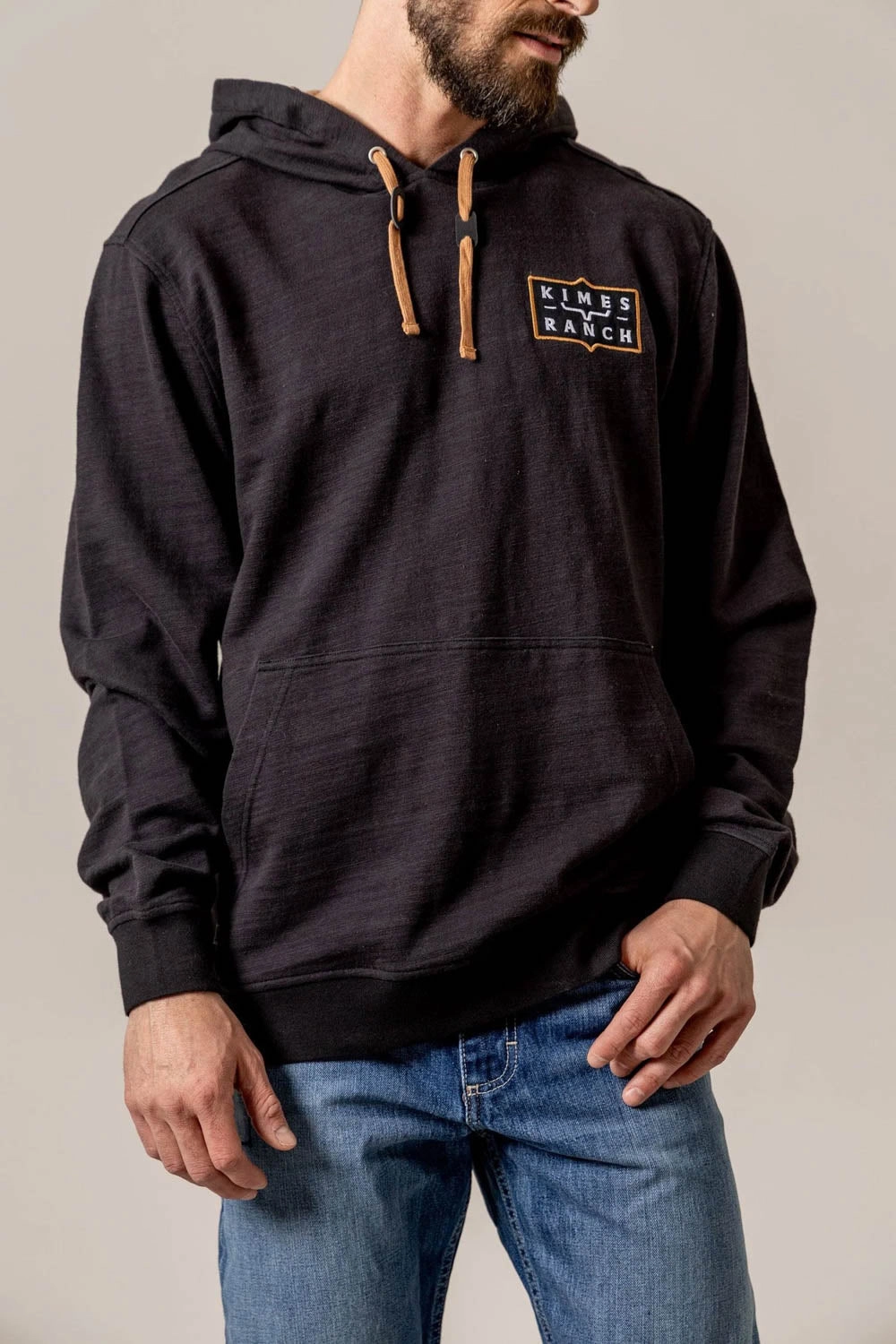 Heat Sealed Seams Kimes Ranch Mens Bowen Black Cotton Blend Hoodie