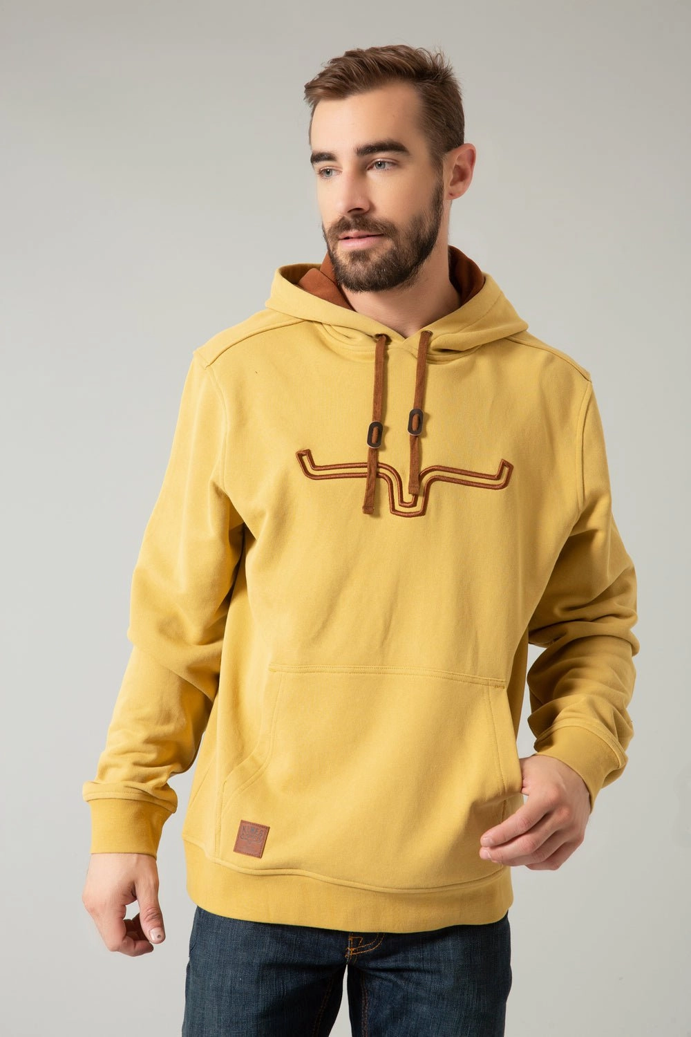 Kimes Ranch Mens Fast Talker Mustard 100% Cotton Hoodie Winter Fit Layered Insulation