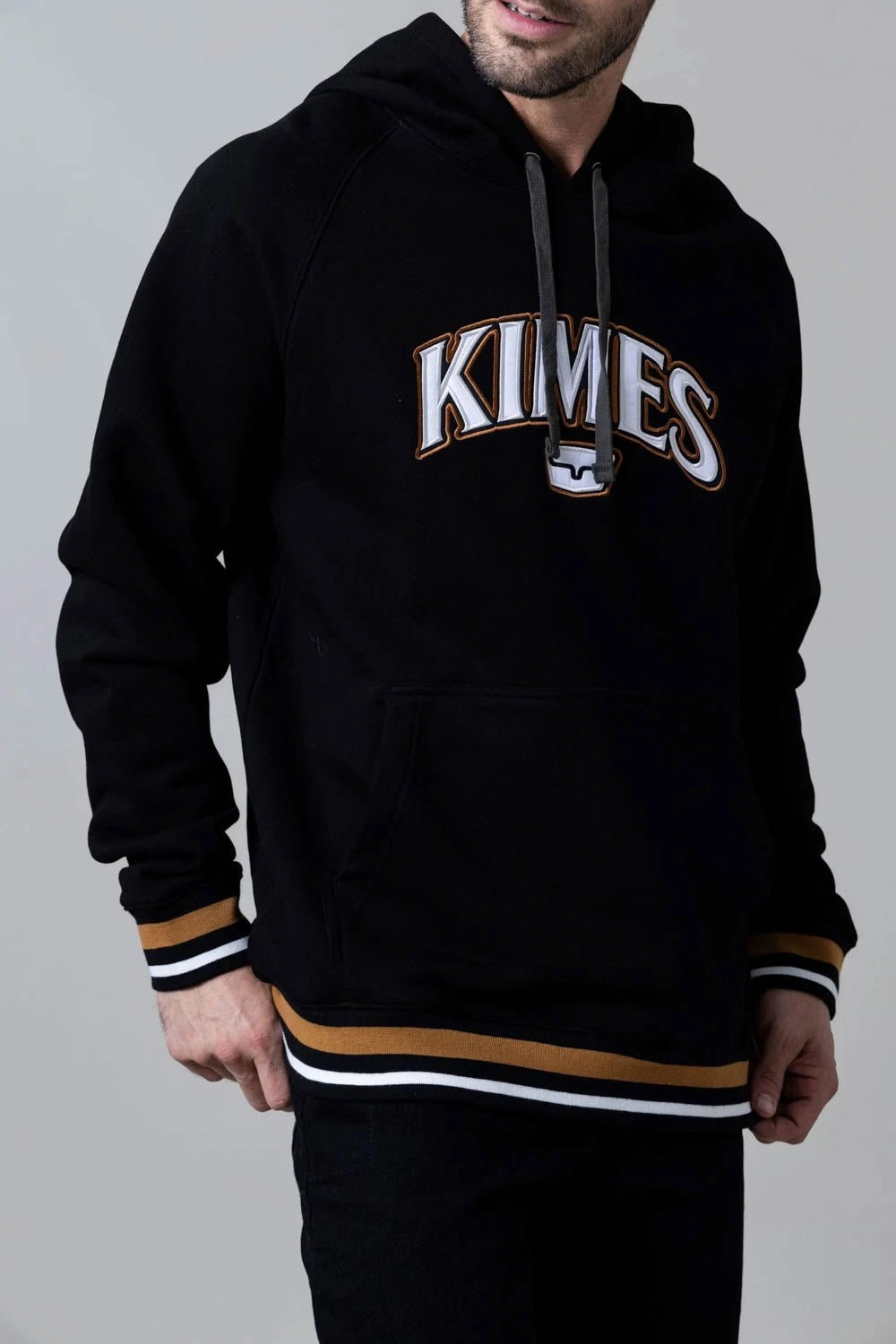 Kimes Ranch Mens Kubo Black 100% Cotton Hoodie Classic Ribbed Cuffs Non Restrictive Tailoring