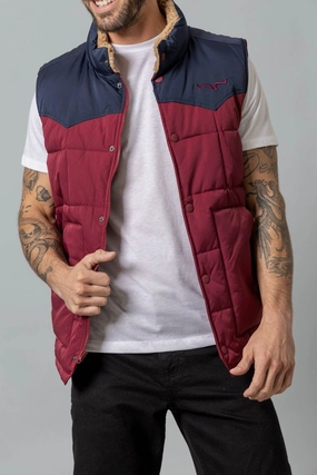 Kimes Ranch Mens Muir Trail Quilted Burgundy Poly/Nylon Softshell Vest Matte Surface Texture