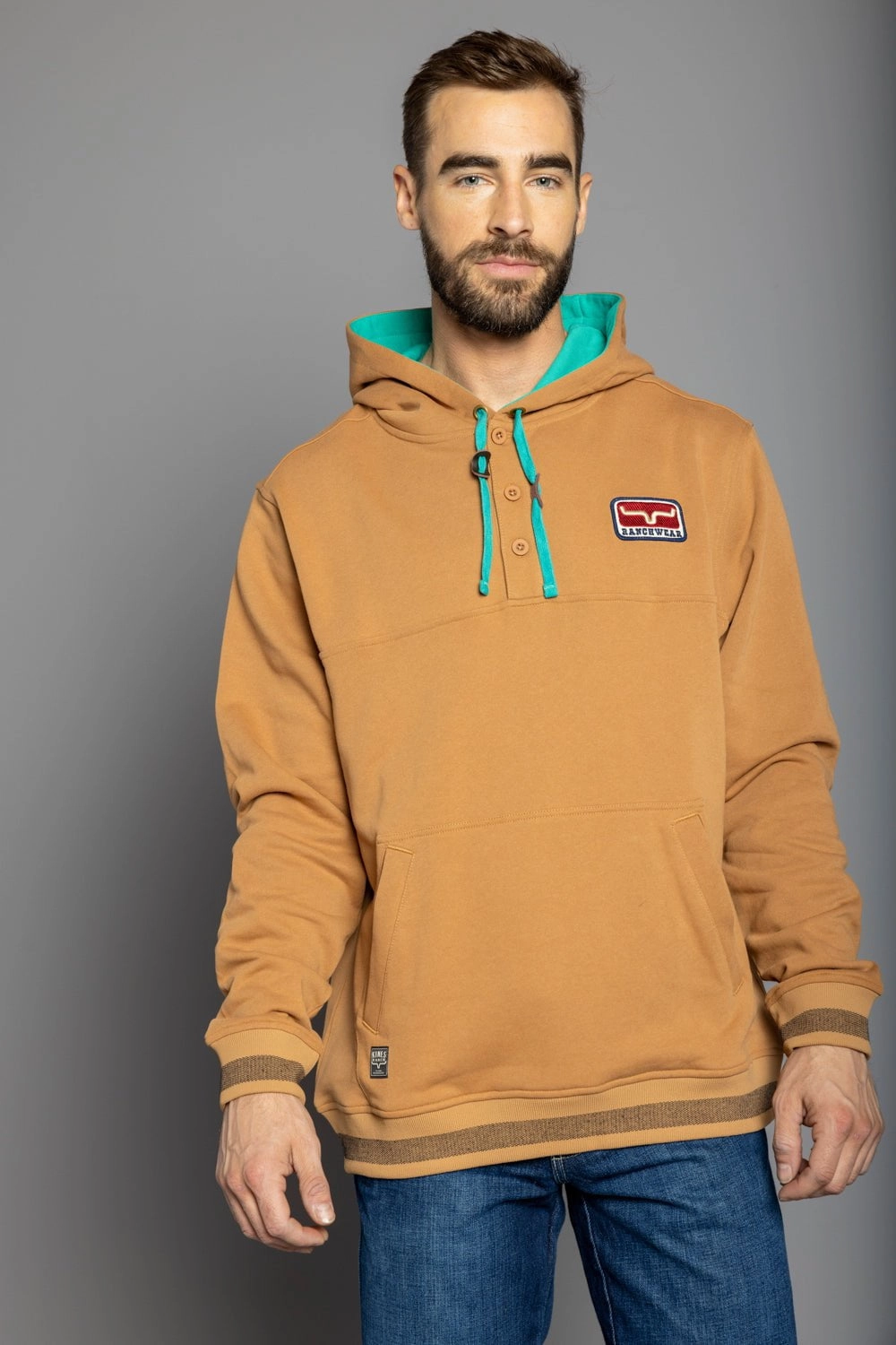 Kimes Ranch Mens Ranch Ready Work Wear Brown 100% Cotton Hoodie Anti Static Treatment Ventilated Panels