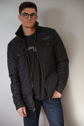 Breathable Softshell Layer Belted Waist Kimes Ranch Mens Skink Jacket Black 100% Nylon Quilted