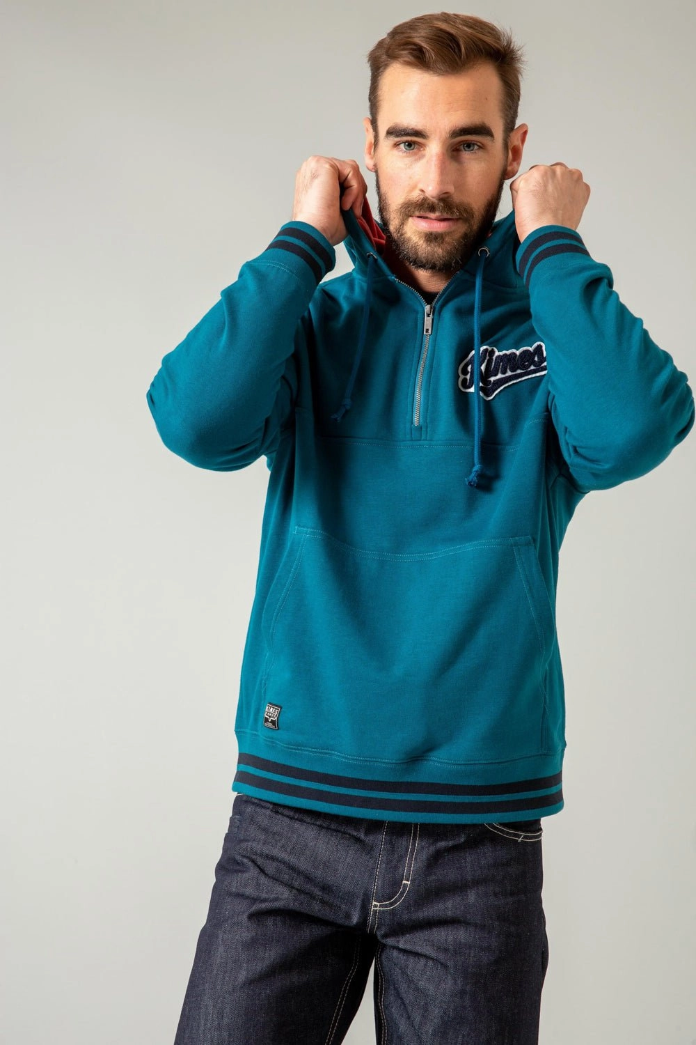 Kimes Ranch Mens Team One Dark Blue Cotton Blend Hoodie QuickDryFinish