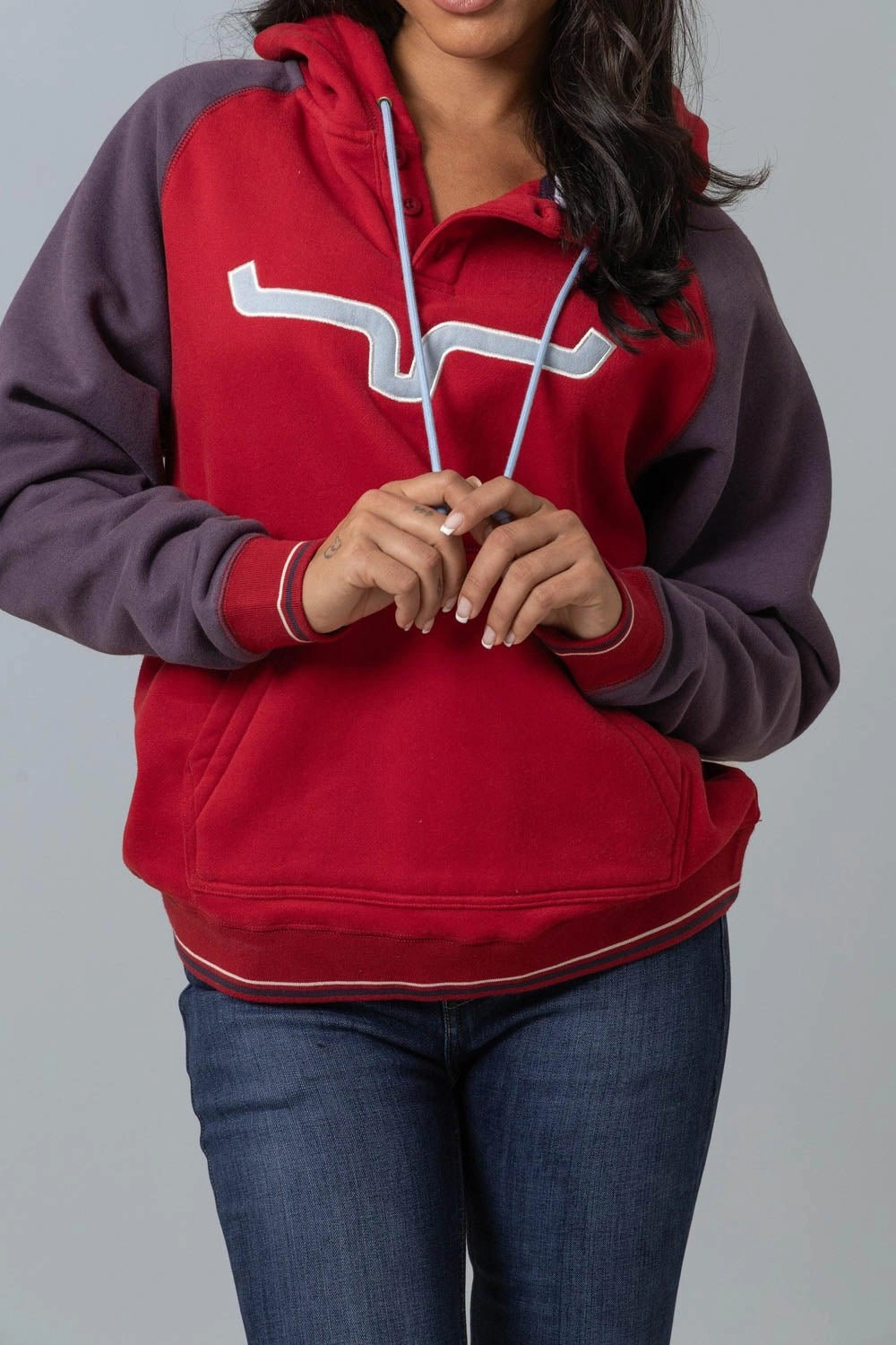 Layered Ventilation Panels Kimes Ranch Womens Amigo Red Cotton Blend Hoodie