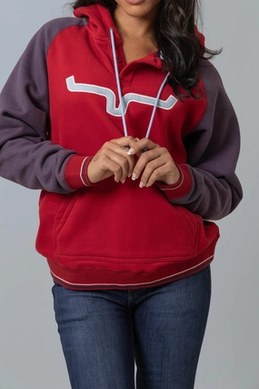 Layered Ventilation Panels Kimes Ranch Womens Amigo Red Cotton Blend Hoodie