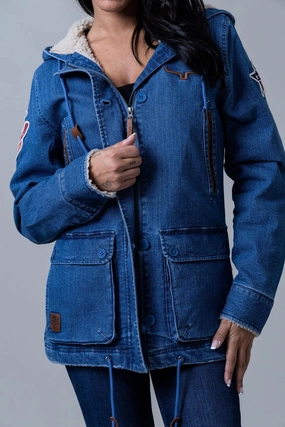 NonRestrictive Movement Design Non Restrictive Cut Kimes Ranch Womens AWA Light Wash Indigo Cotton Blend Cotton Jacket