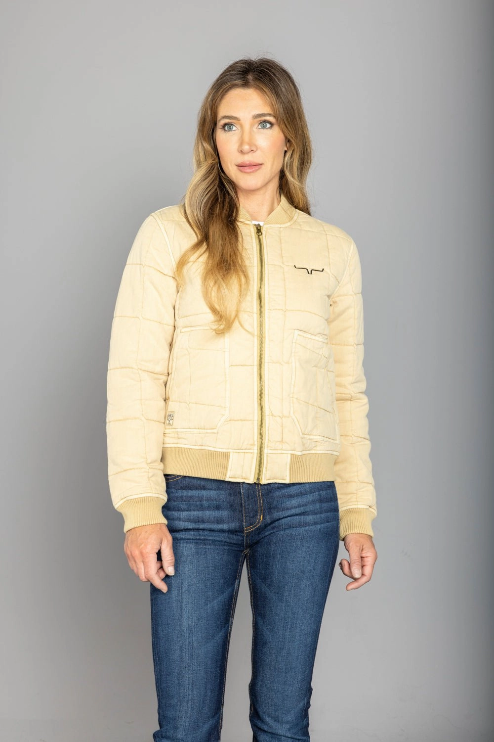 Kimes Ranch Womens Bronc Bomber Off White 100% Cotton Jacket UV Protective Layer