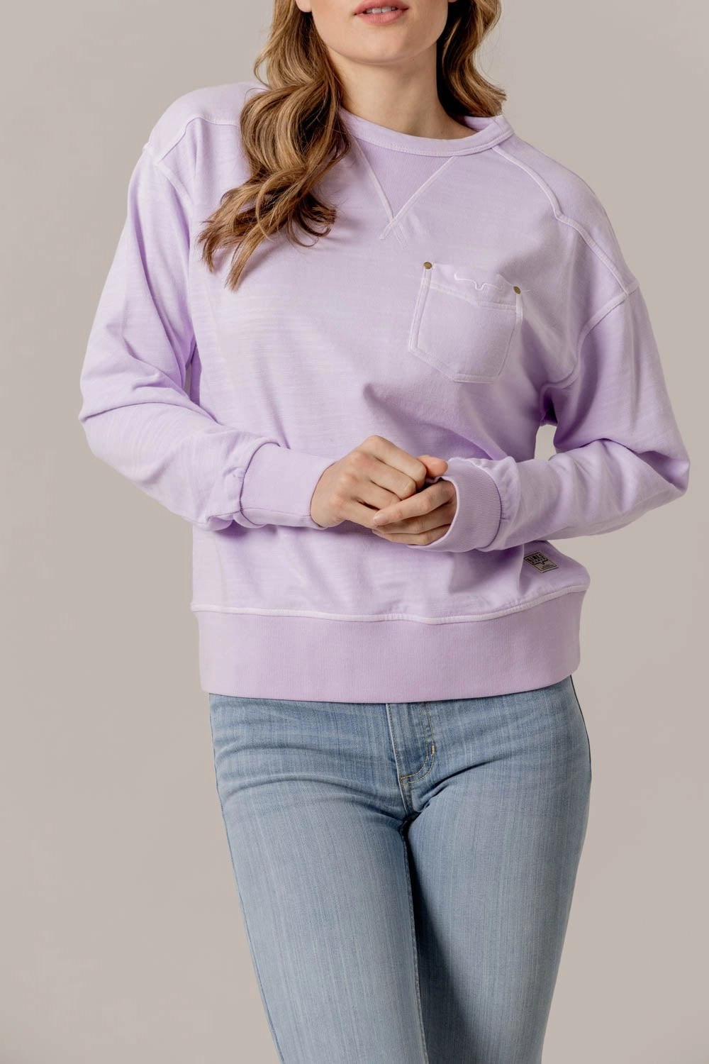 Warm And Comfortable Ventilated Underarm Kimes Ranch Womens Gina Lavender Cotton Blend Sweatshirt