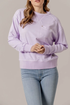 Kimes Ranch Womens Gina Lavender Cotton Blend Sweatshirt Winter Wear Chilly Layer Look