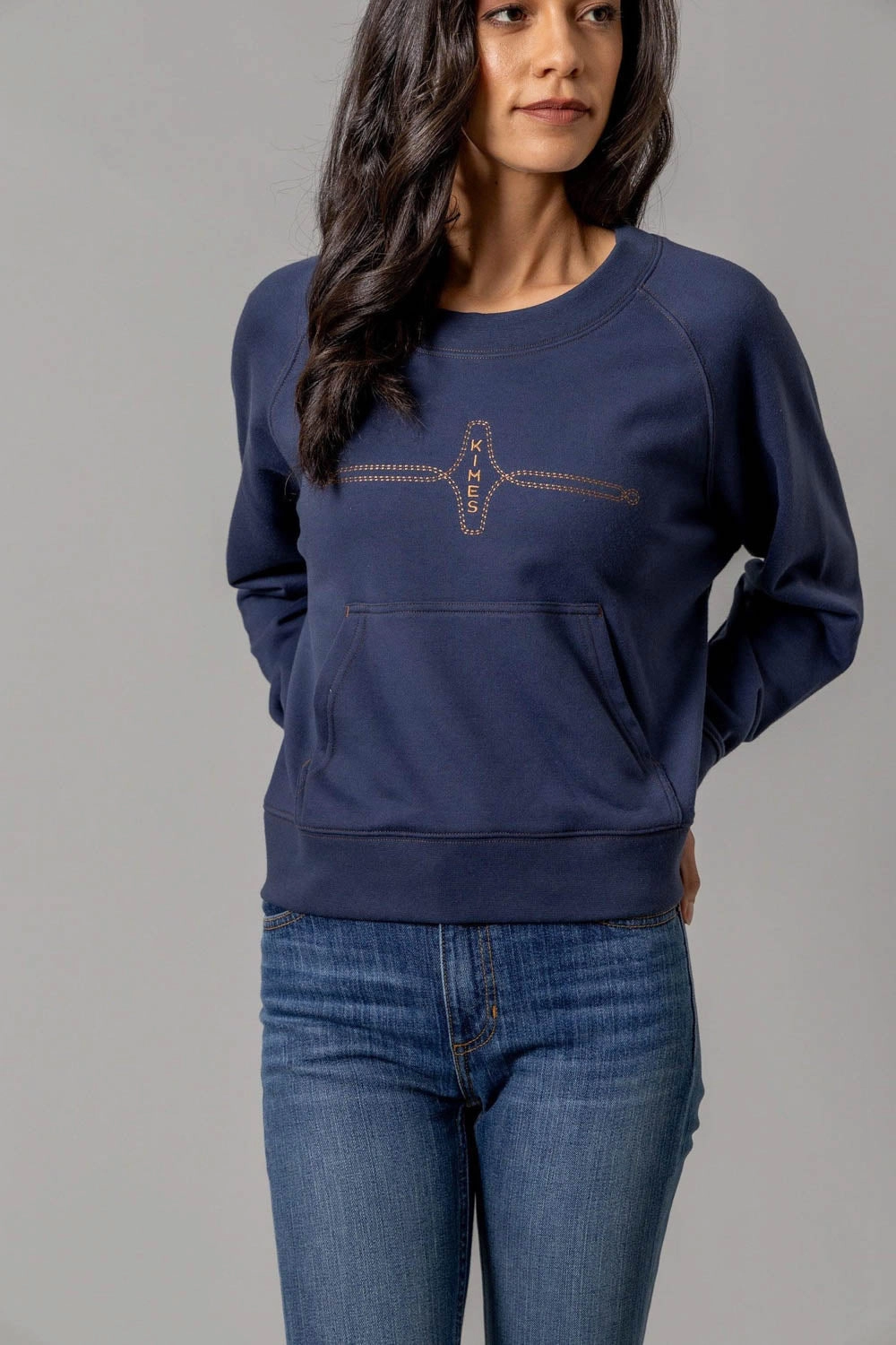 Minimal Style Timeless Fashion Kimes Ranch Womens Gracie Cropped Crewneck Blue Cotton Blend Sweatshirt