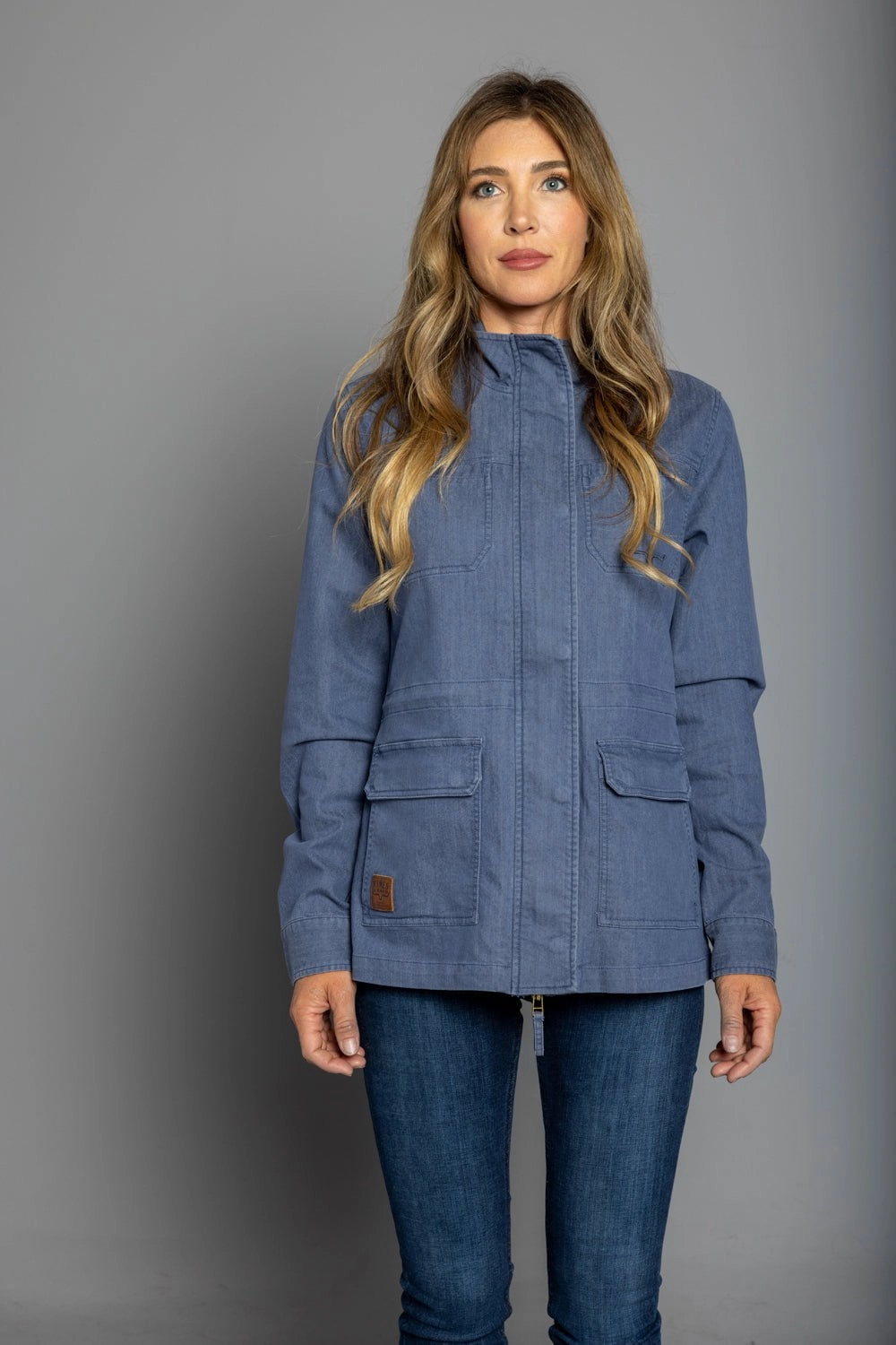 Kimes Ranch Womens Riggin Utility Denim Cotton Blend Cotton Jacket Structured Casual Fit Seam Sealed Technology