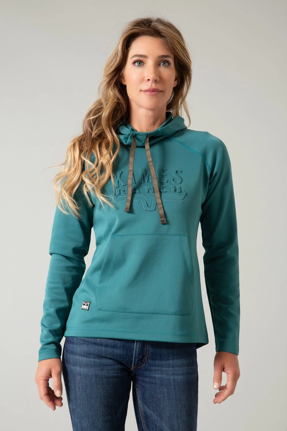 Kimes Ranch Womens Sedona Bossed Teal 100% Polyester Hoodie Temperature control Microfiber Shell