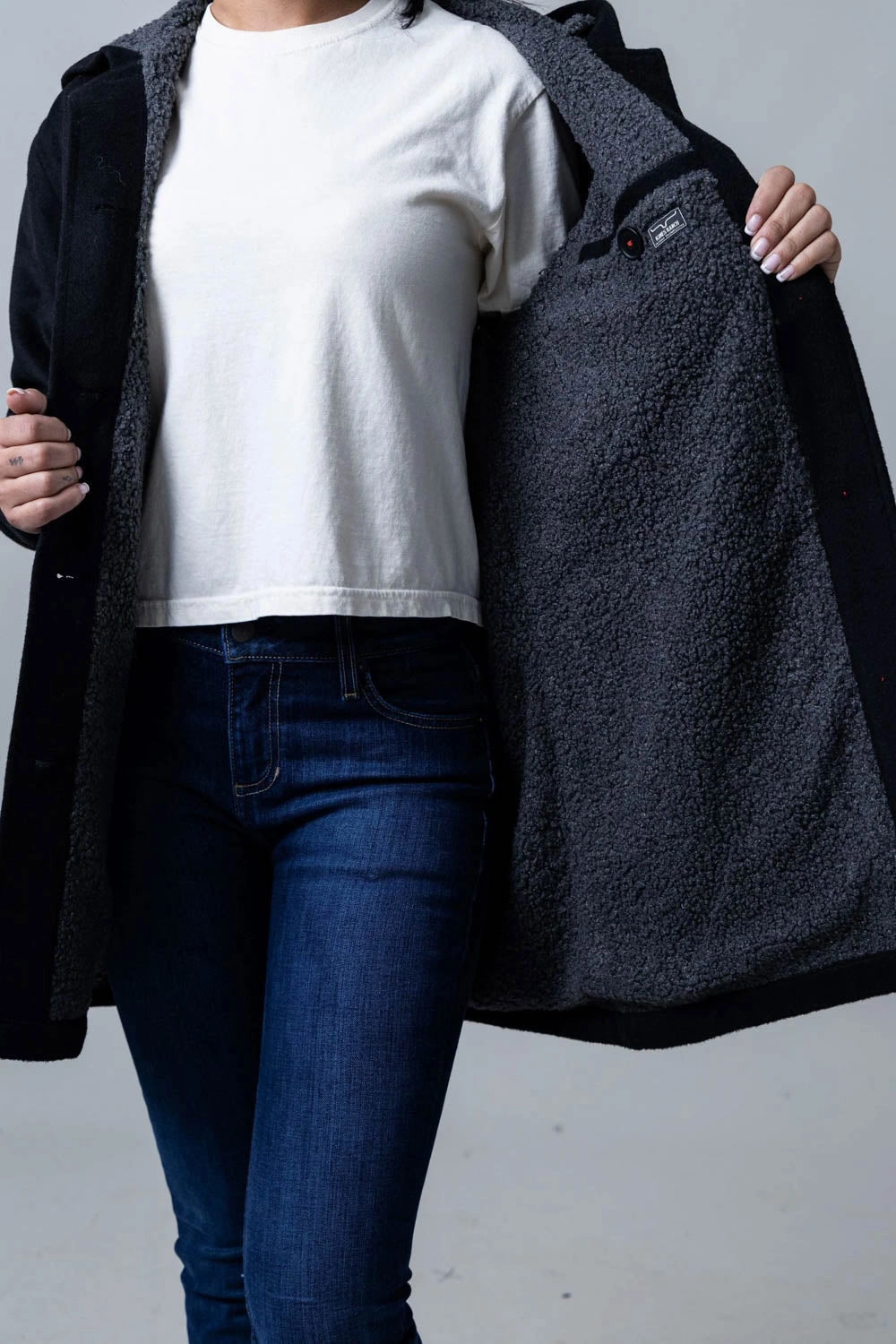 Fleece Lined Kimes Ranch Womens Tatum Coat Black Wool Blend Wool Jacket