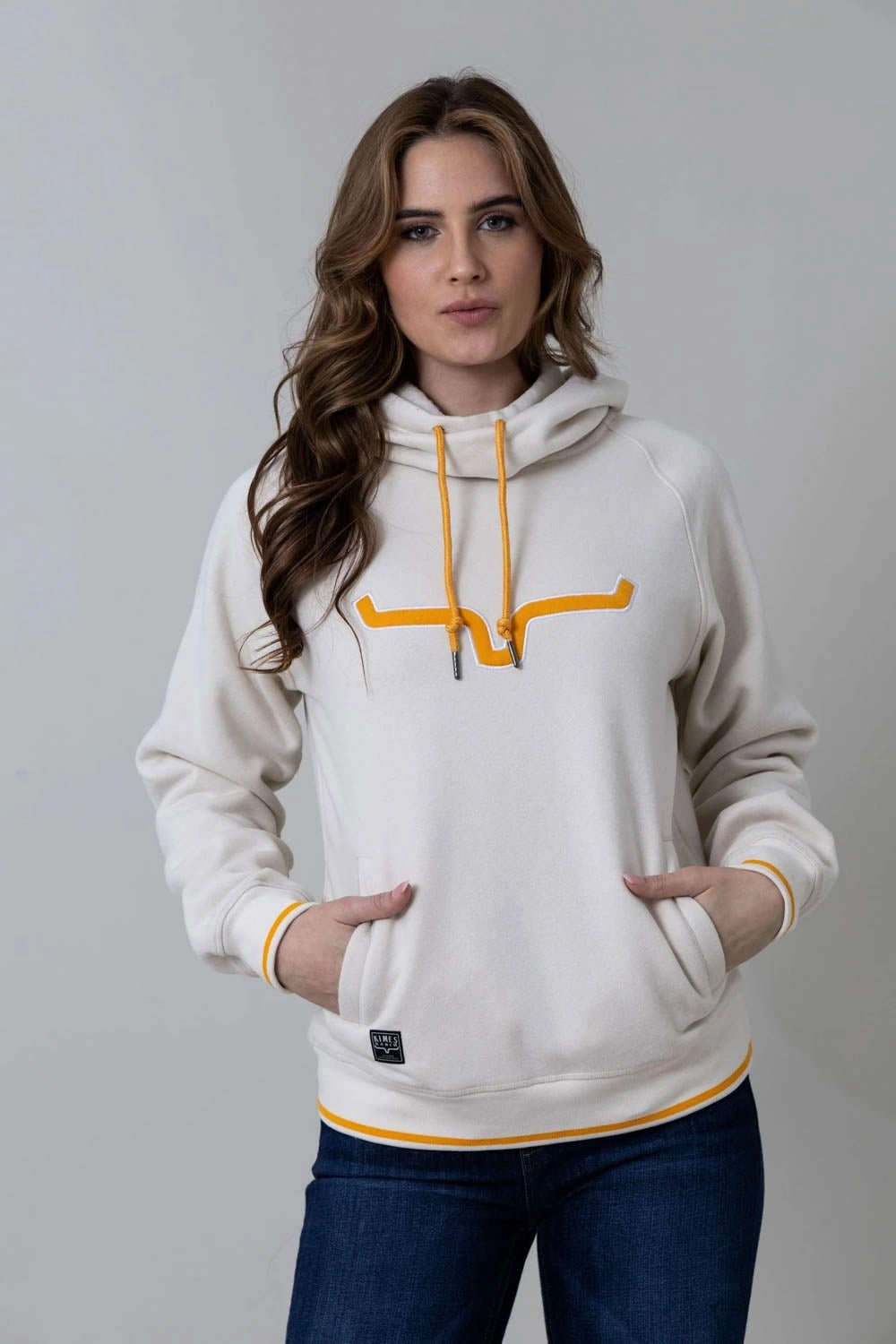 Solid Color Kimes Ranch Womens Two Scoops Natural Cotton Blend Hoodie