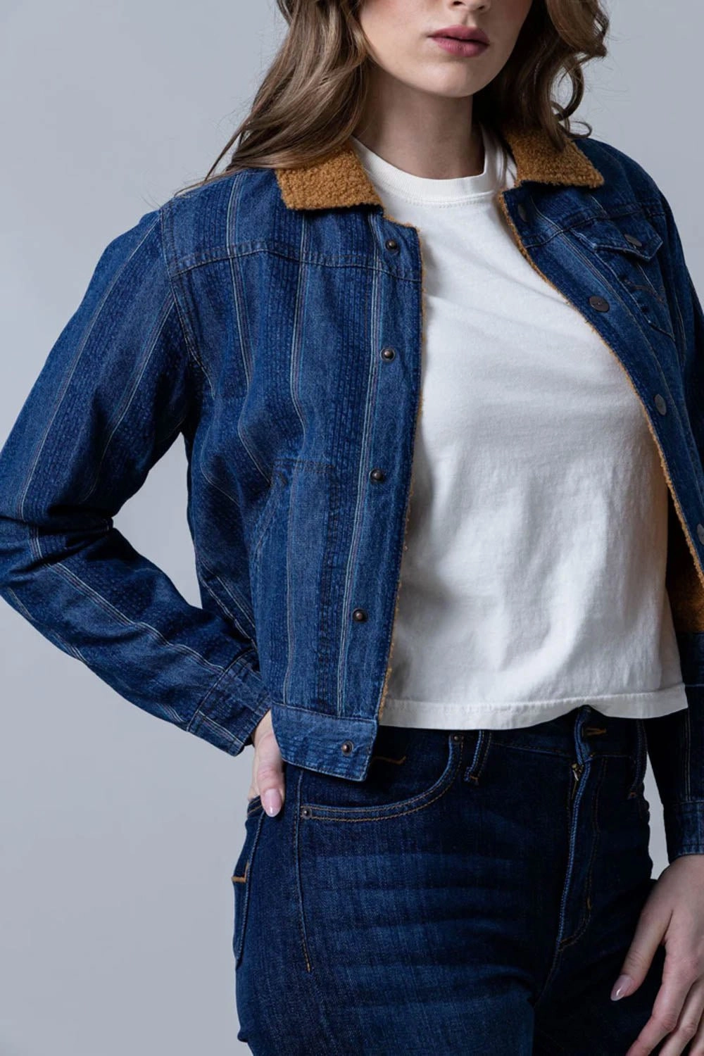 Waterproof Shell Temperature Adaptive Kimes Ranch Womens Vaquero Trucker Stripe Denim 100% Cotton Jacket