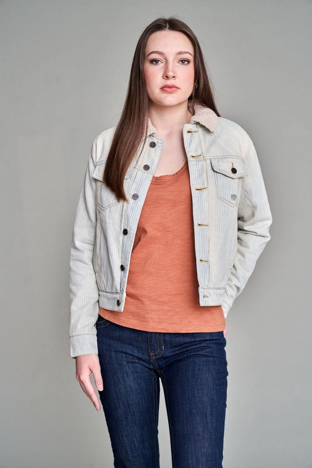 Ergonomic Armhole Cut Kimes Ranch Womens Winslow Stripes Destroyed Wash 100% Cotton Jacket