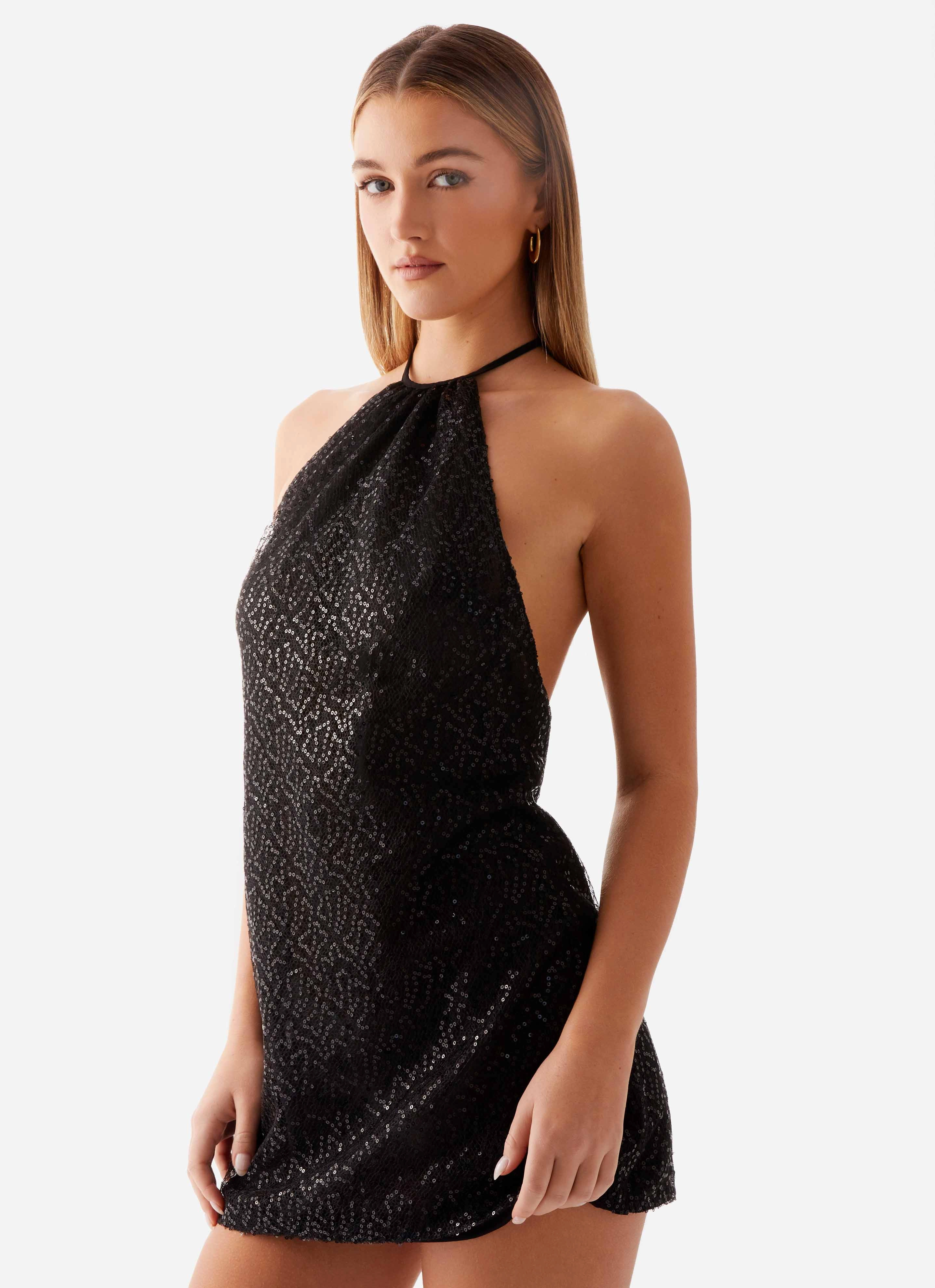 Vacation Vibe Sleek Fit Kingdom Sequin Mini Dress - Black