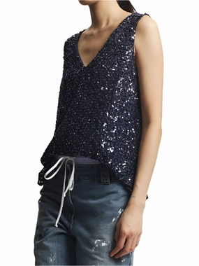 Full Coverage Fit Kinley Beaded Top in Navy