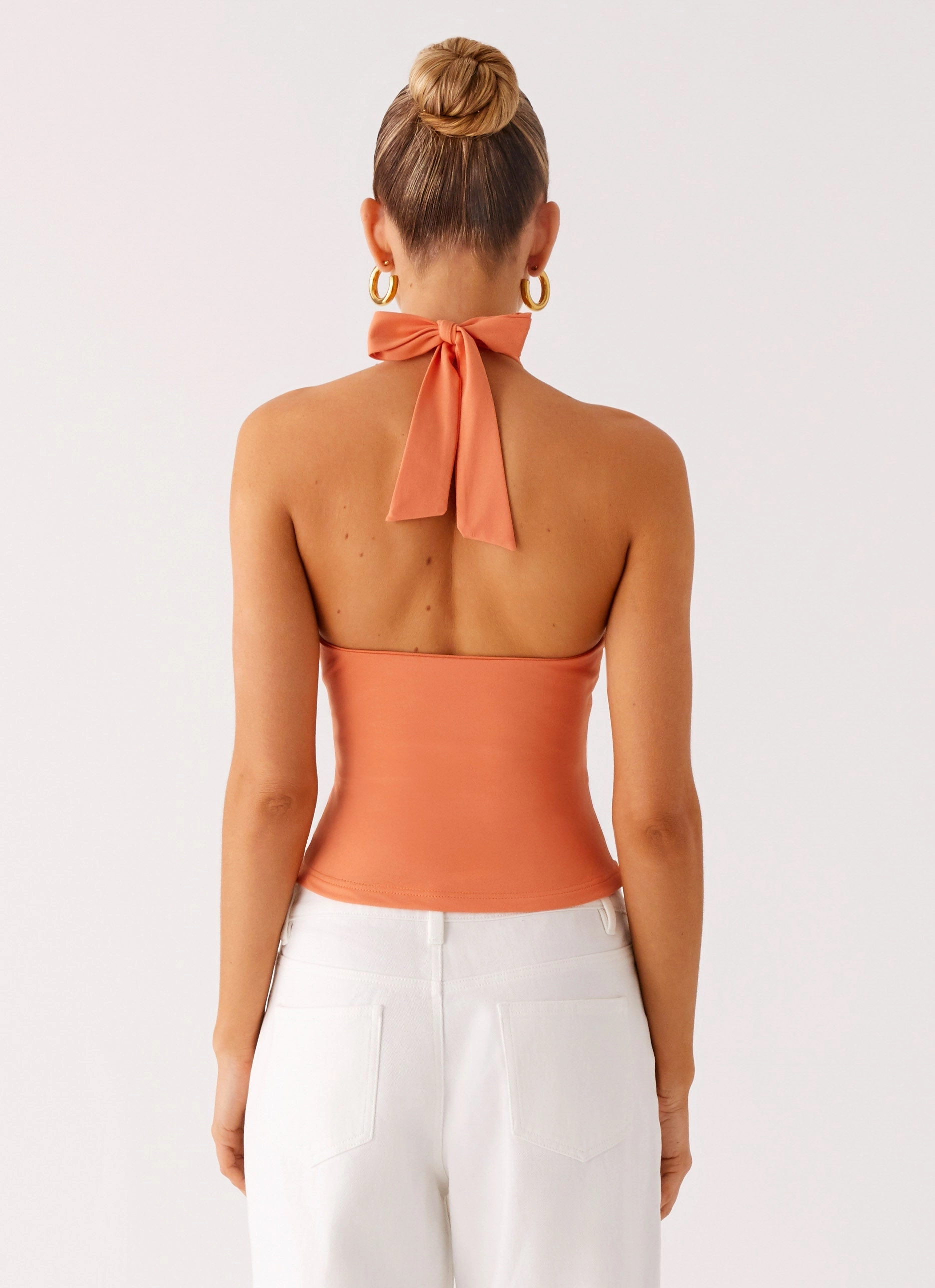 Relaxed Silhouette Kirra Halter Top - Peach