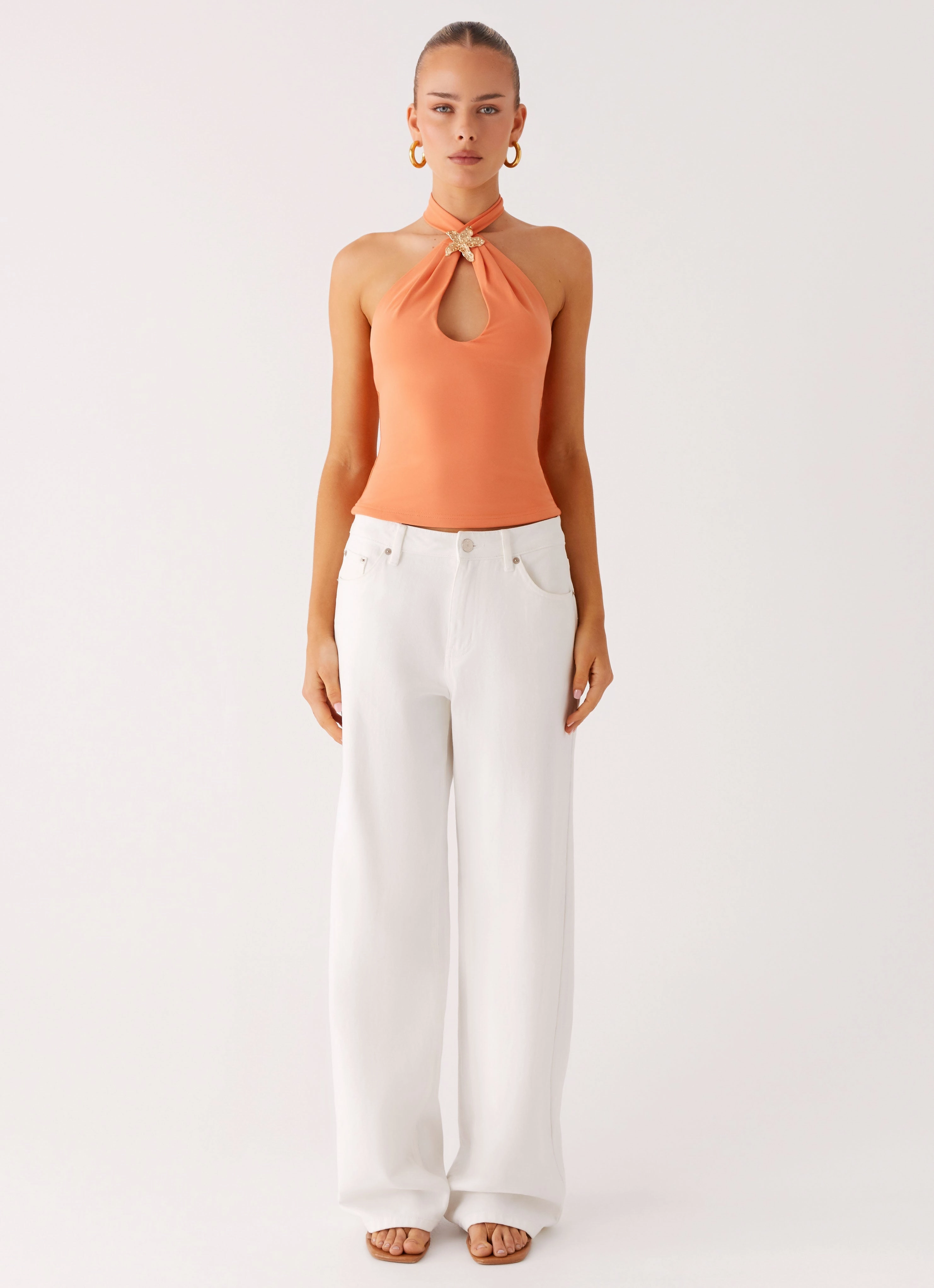 Tear Resistant Reinforcement Kirra Halter Top - Peach
