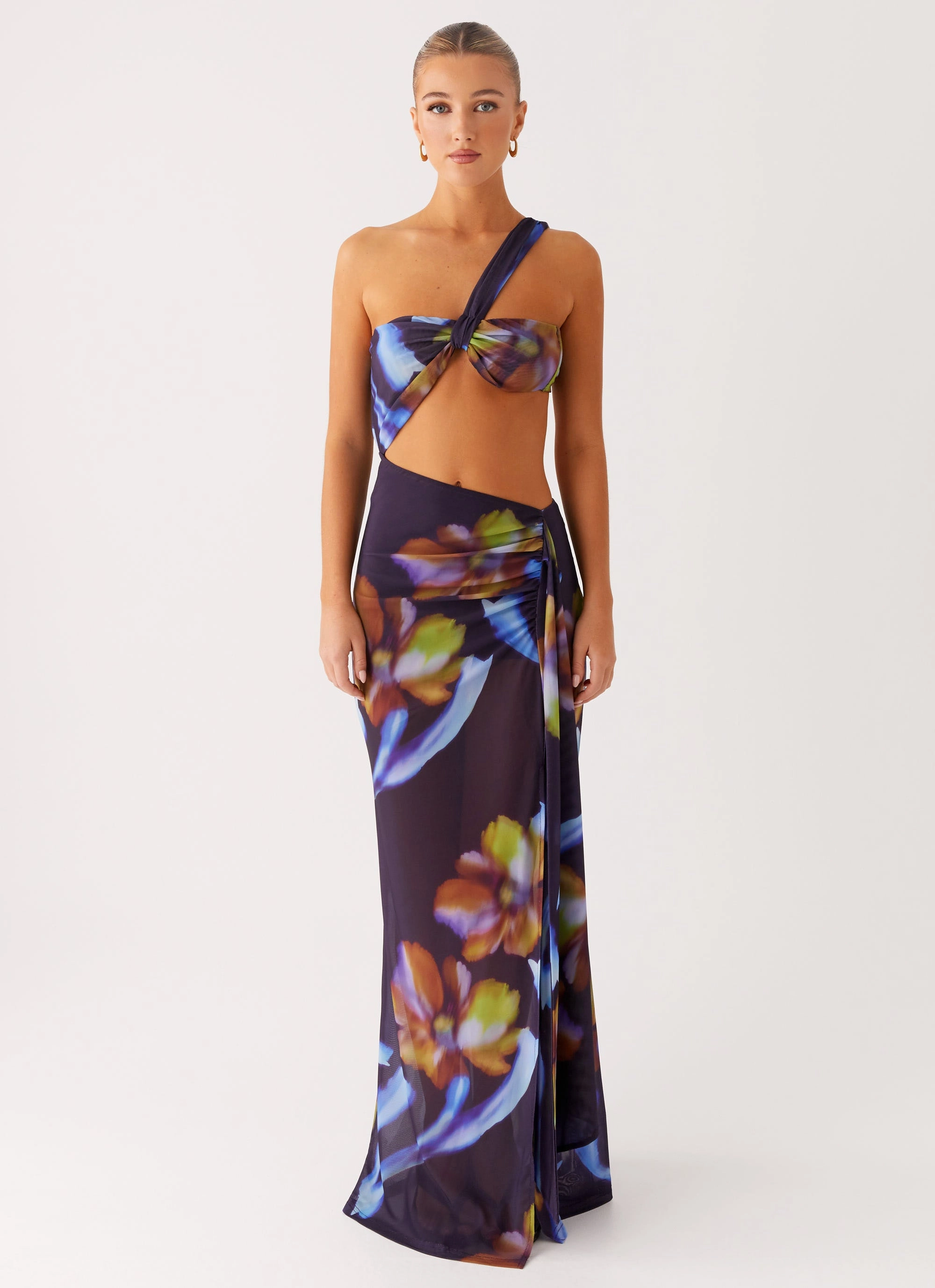 Costa Rica Maxi Dress - Dark Floral Contemporary Look Gender Fluid