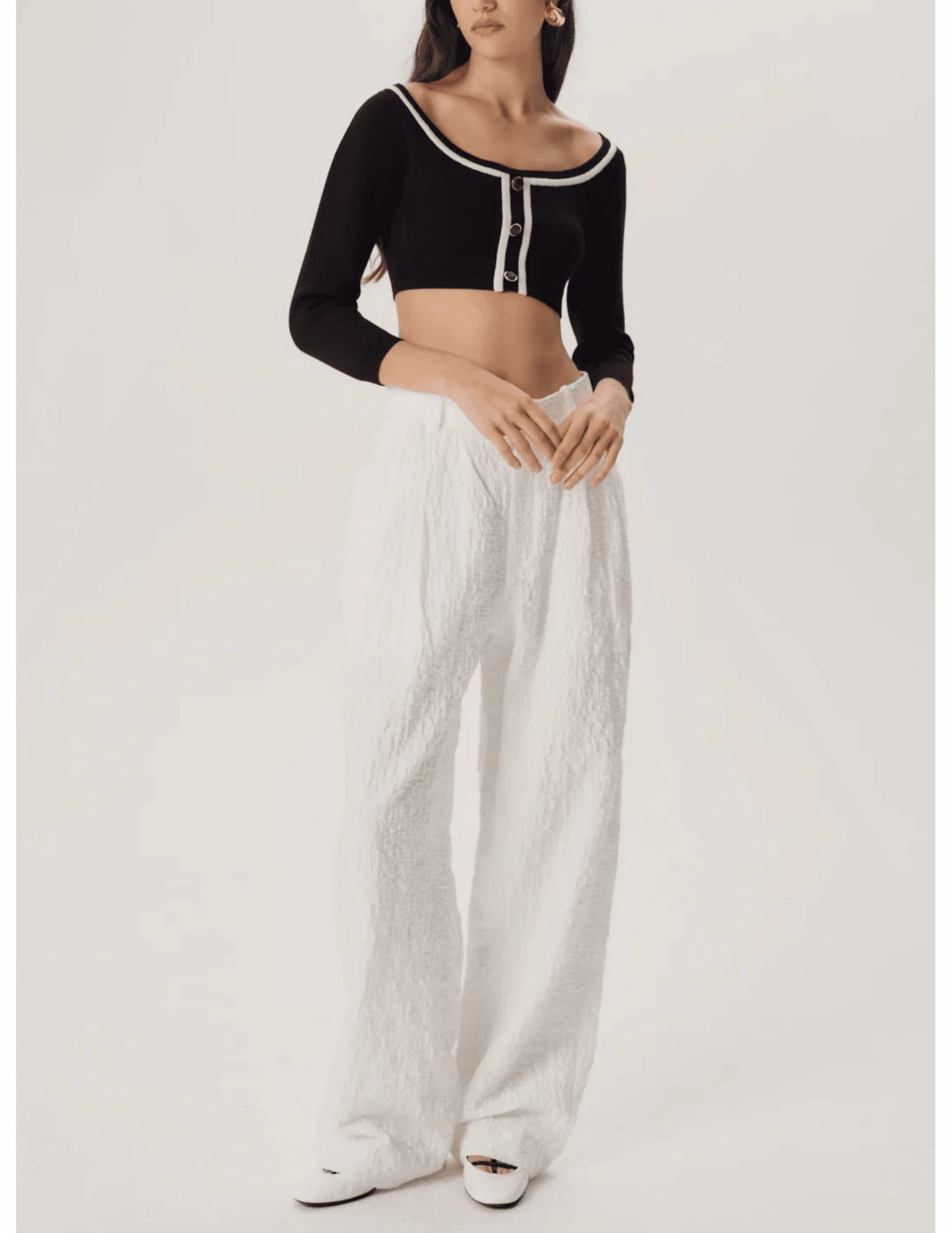 Ronny Kobo Watkins Cropped Knit Cardigan Versatile Wear